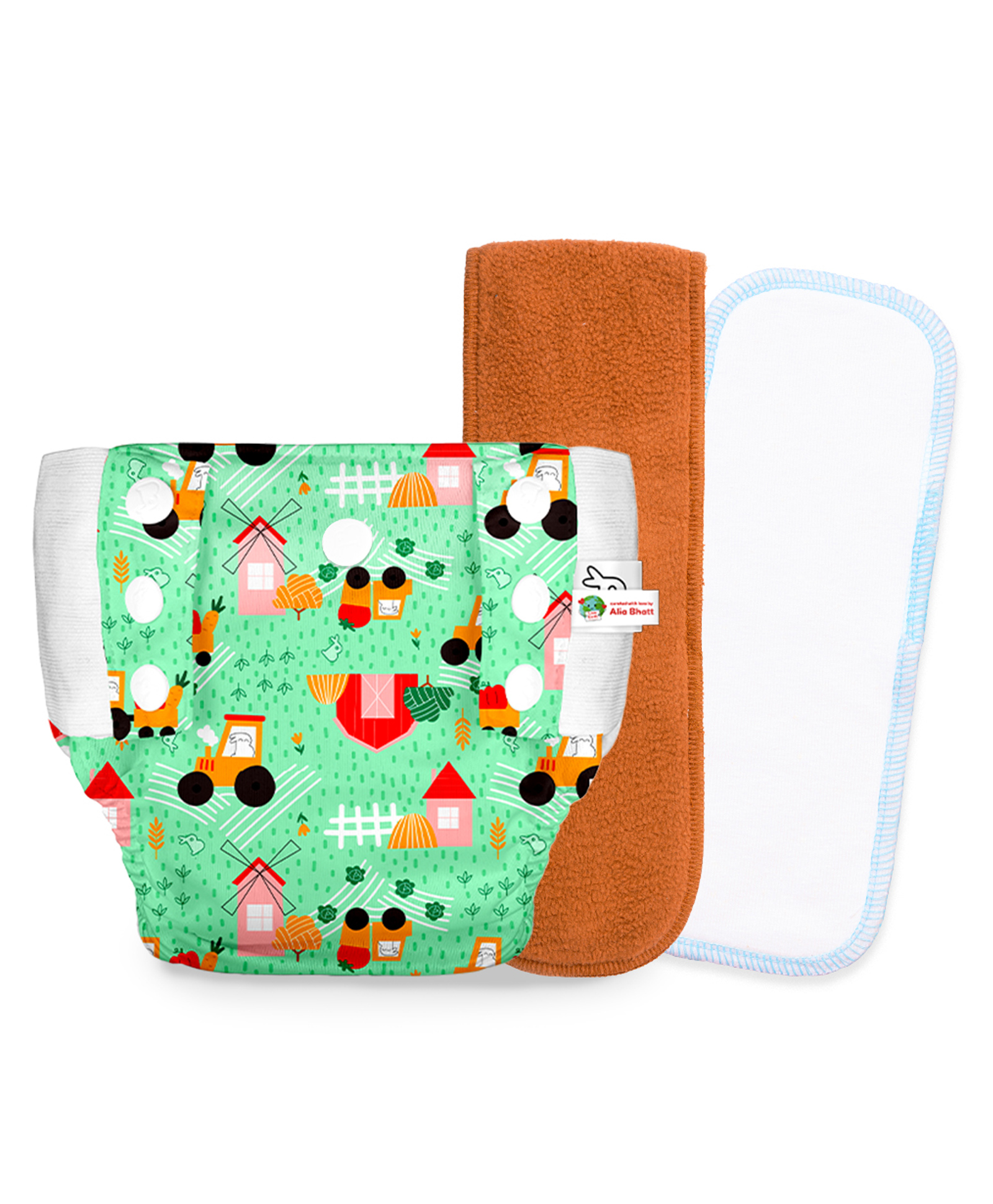 SuperBottoms UNO Cloth Diaper Pants Combo with Magic Pad & Booster Pad - Reusable, Pull-up Style (Farmy Bummy)-picture-38