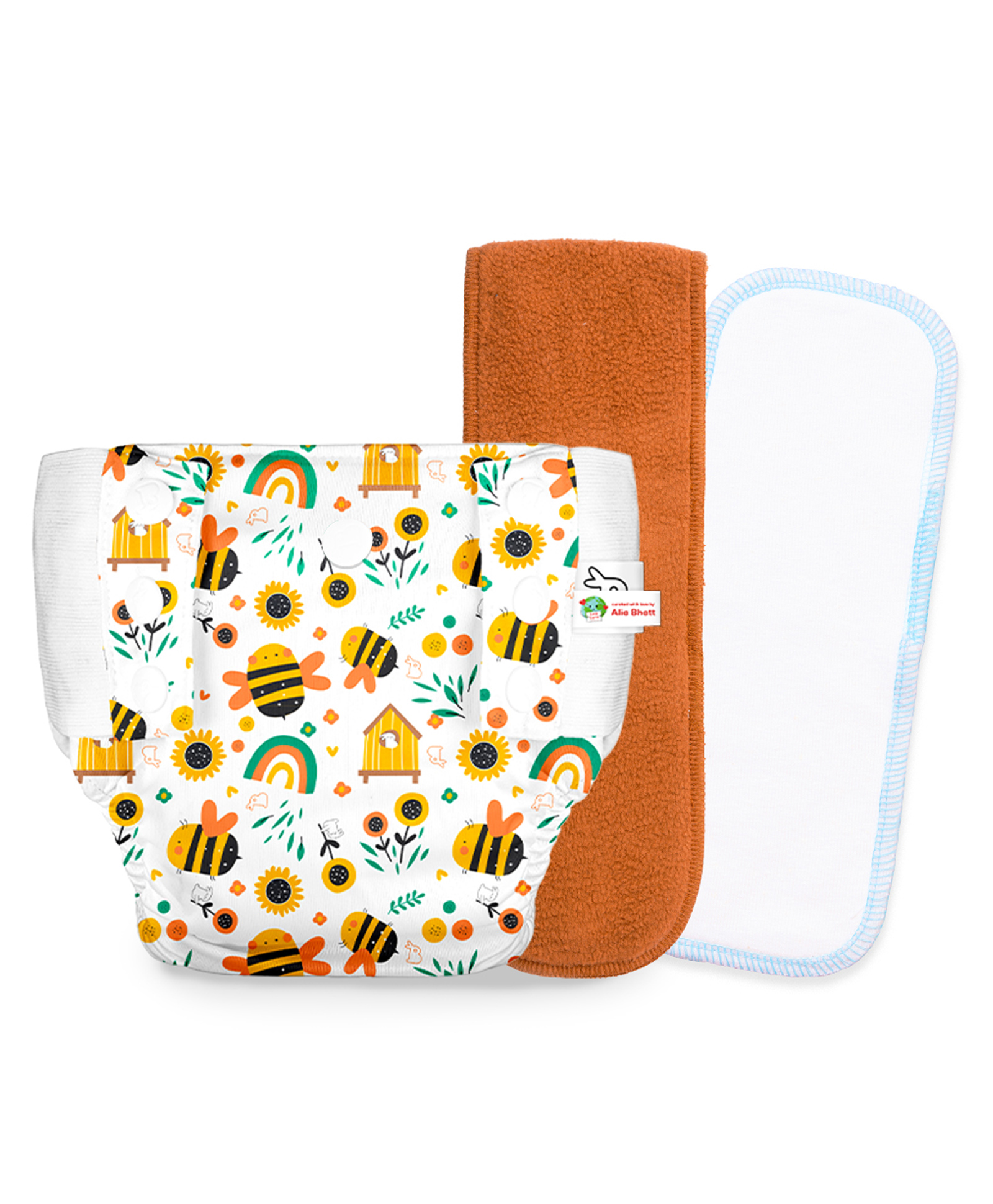 SuperBottoms UNO Cloth Diaper Pants Combo with Magic Pad & Booster Pad - Reusable, Pull-up Style (Buzzy Bees)-picture-33