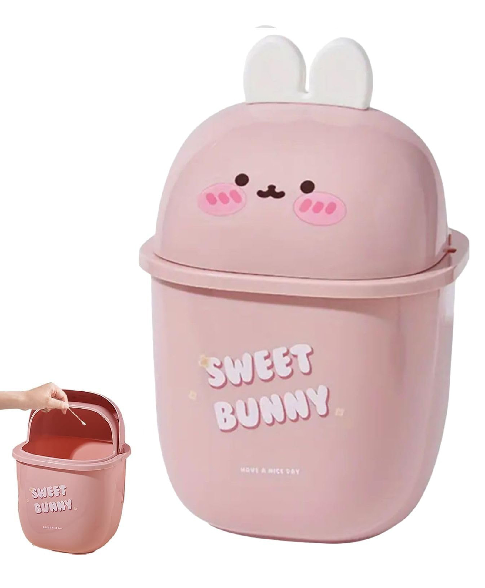 FunBlast Mini Table Dustbin with Swing Top Lid Pack of 1 Random Print-image-47