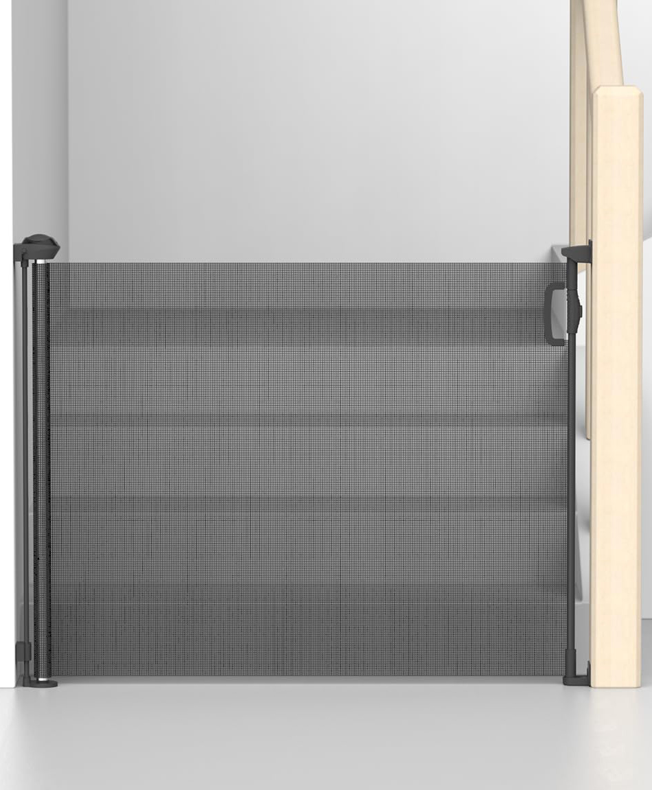 Kids Station Retractable Safety Gate for kids and pets. Easy walk-thru design, 90cm high, expands up to 180cm wide(Black). Perfect for doors and hallways to keep children and dogs safe indoors.-image-17