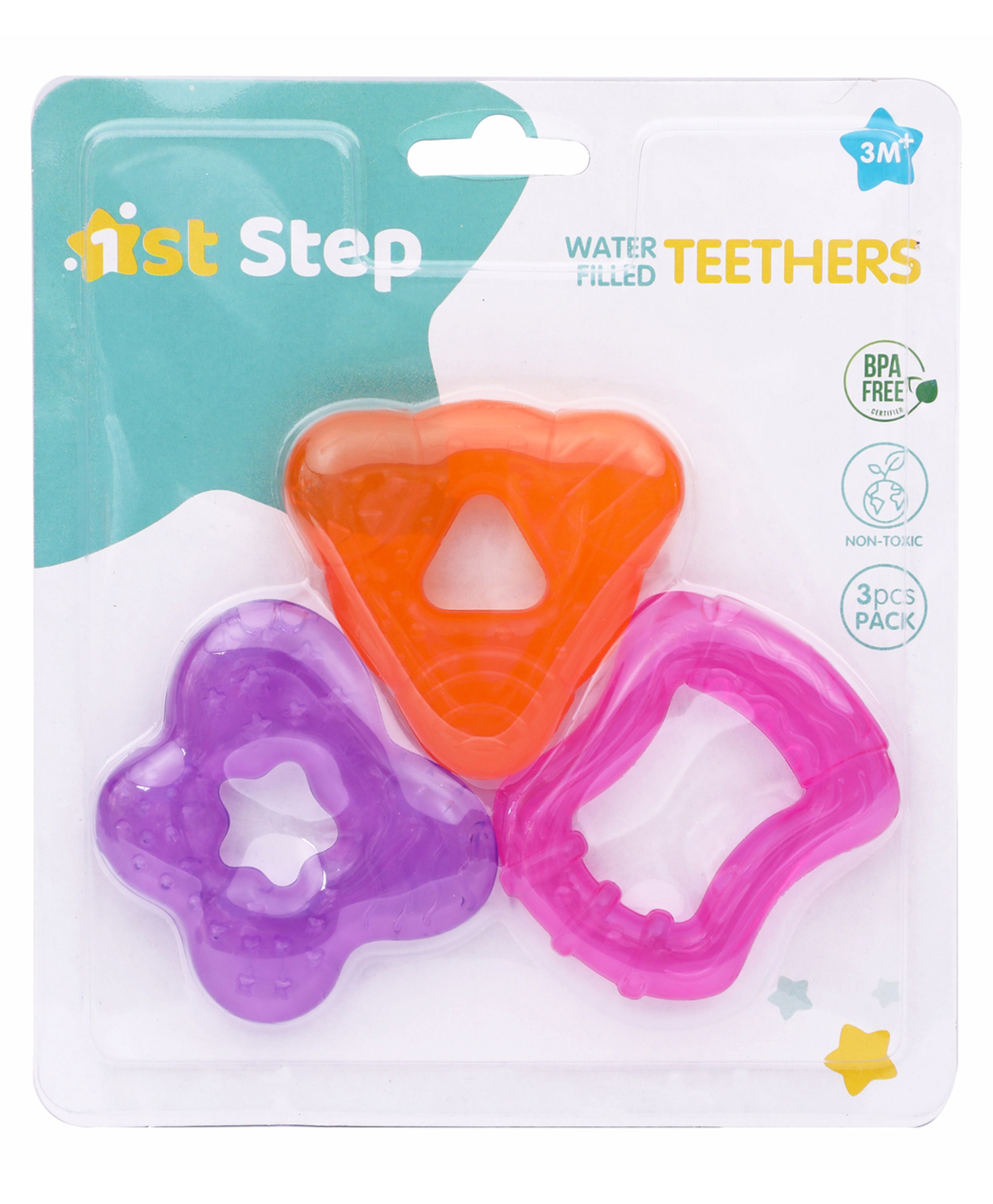 1st Step Water Filled Silicone Cooling & 100% Safe BPA Free Baby Teether Pack of 3 - Multicolor-picture-31