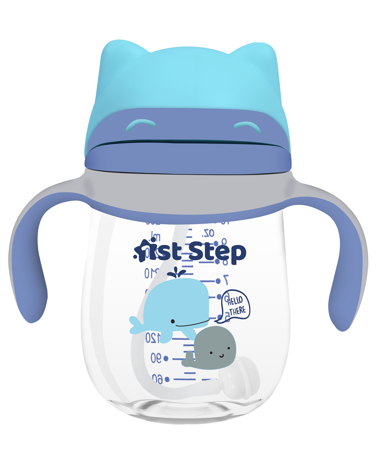1st Step TRITAN Anti-Spill Soft Silicone Weighted Straw Baby Sipper Cup with Twin Handle - Blue 280 ml-picture-21