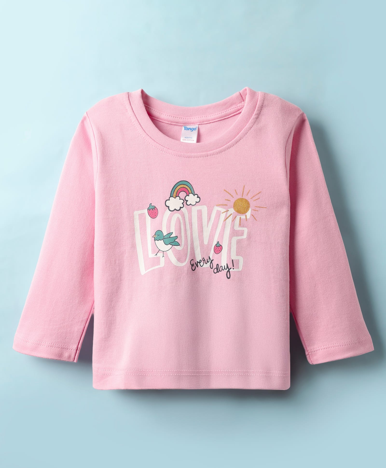 Tango Interlock Knit Full Sleeves T-Shirt with Love Text Print - Pink-picture-35