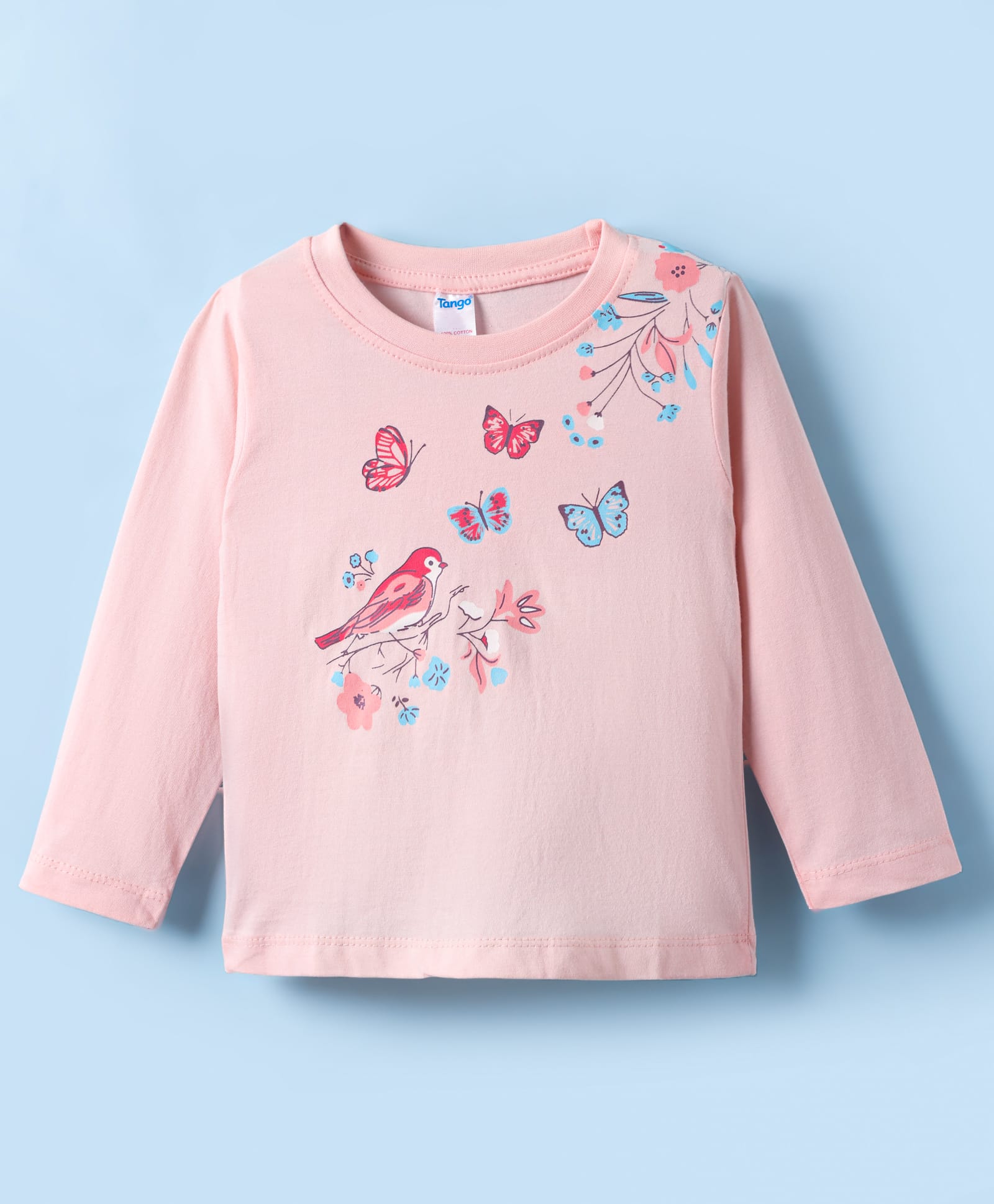Tango Single Jersey Knit Full Sleeves T-Shirt with Butterfly Print - Pink-image-28