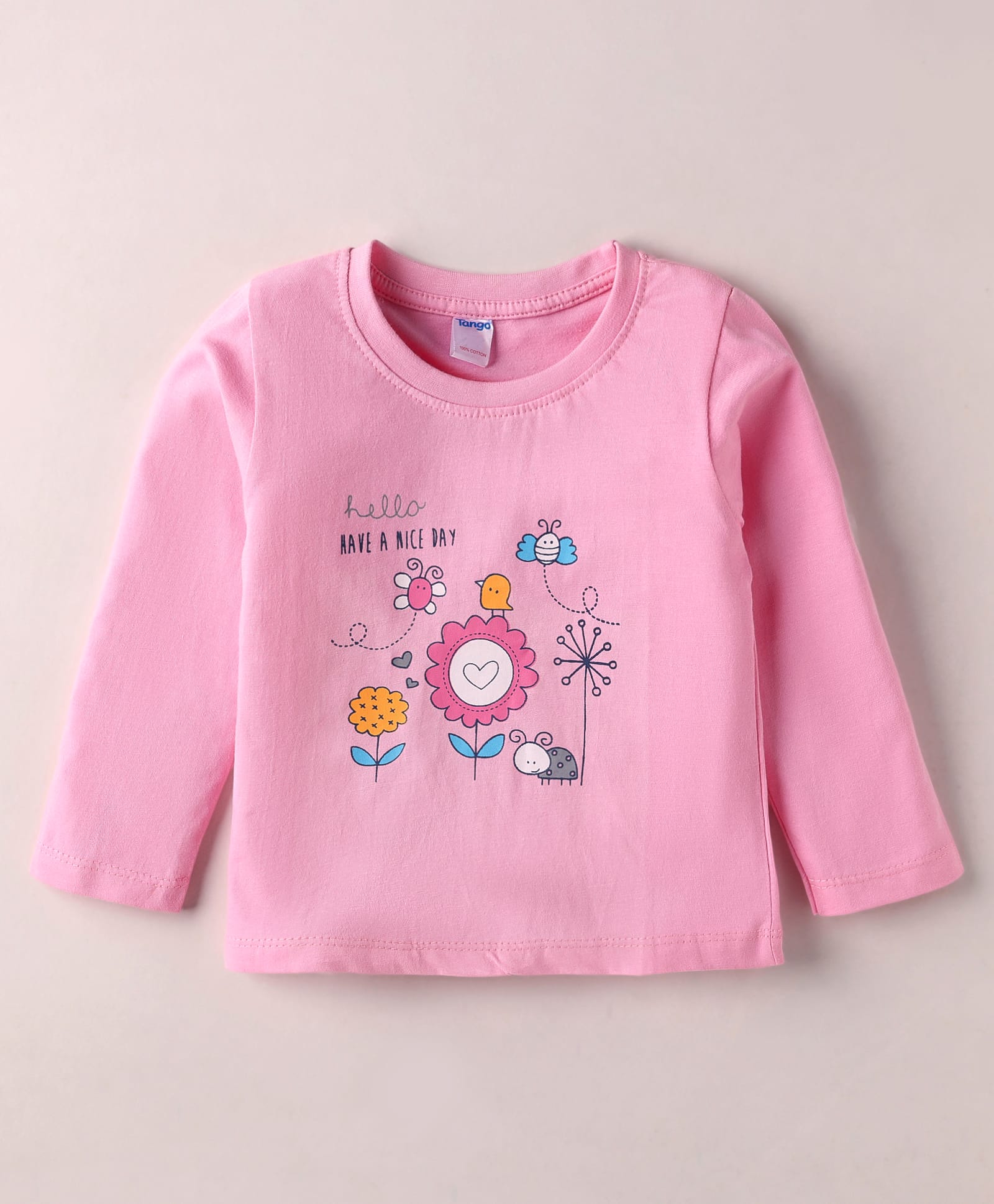 Tango Single Jersey Knit Full Sleeves T-Shirt with Floral Print - Pink-picture-37