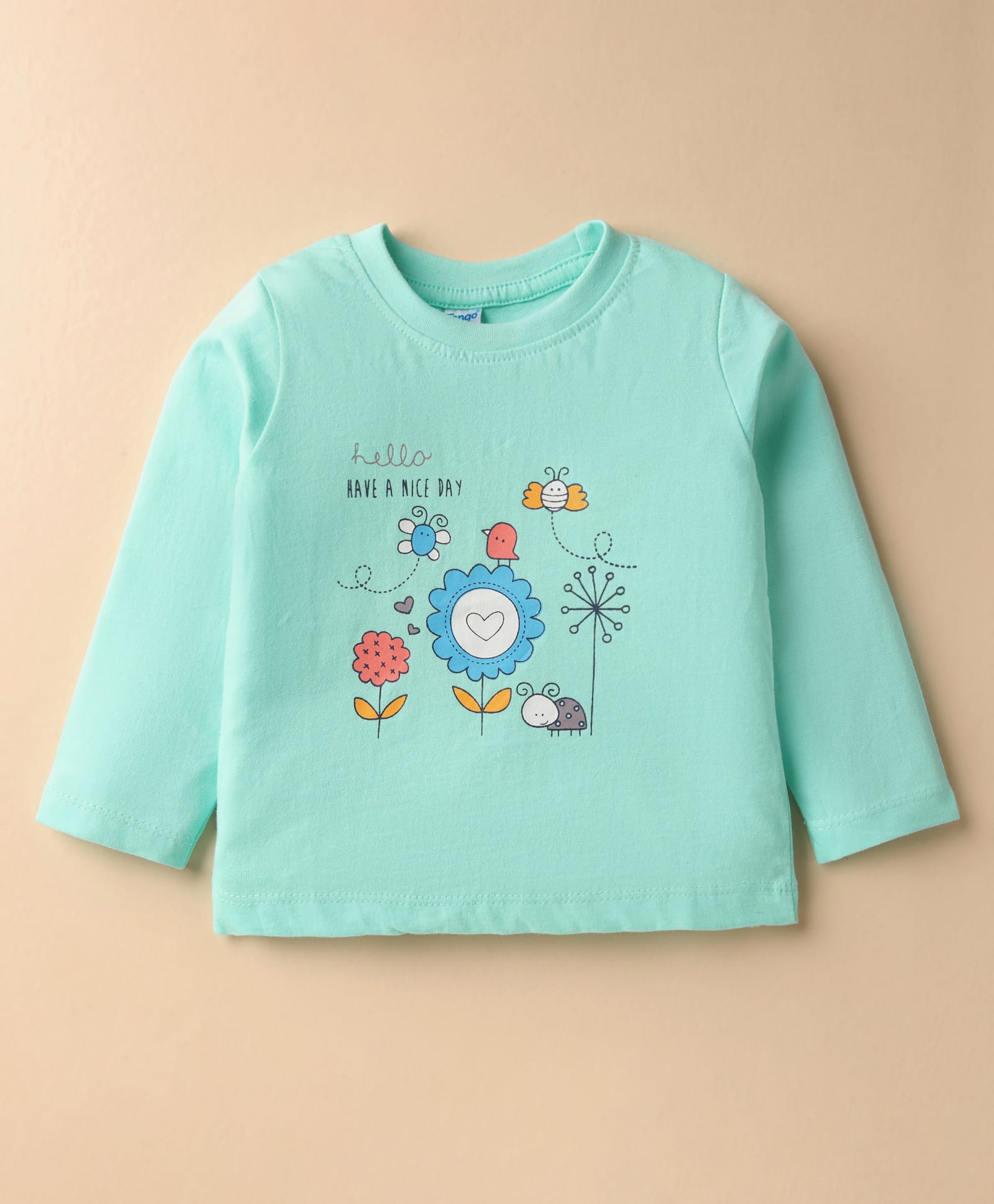 Tango Single Jersey Knit Full Sleeves T-Shirt with Floral Print - Sea Green-picture-36