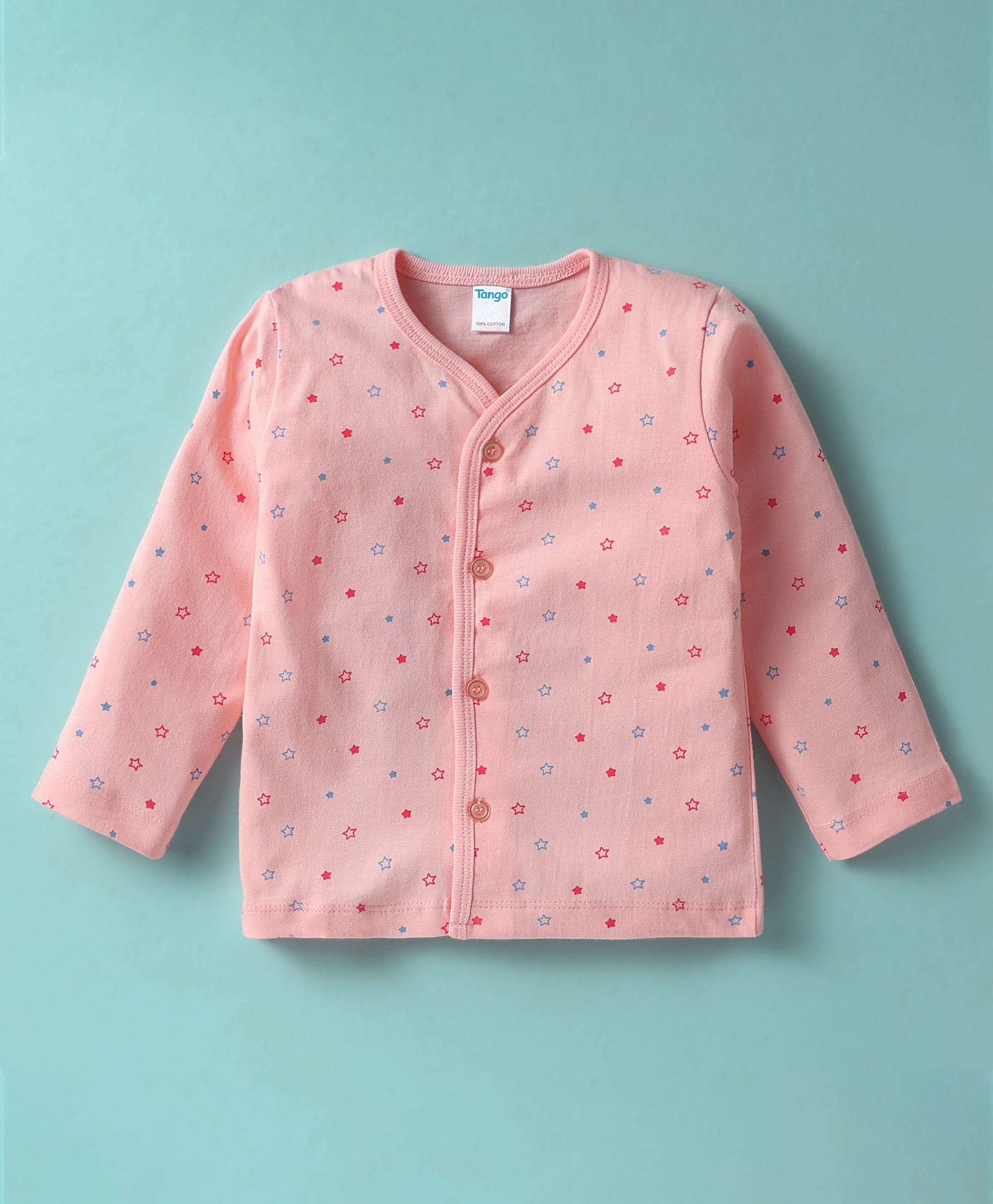 Tango Single Jersey Knit Full Sleeves Jhabla With Star Print - Pink-image-10