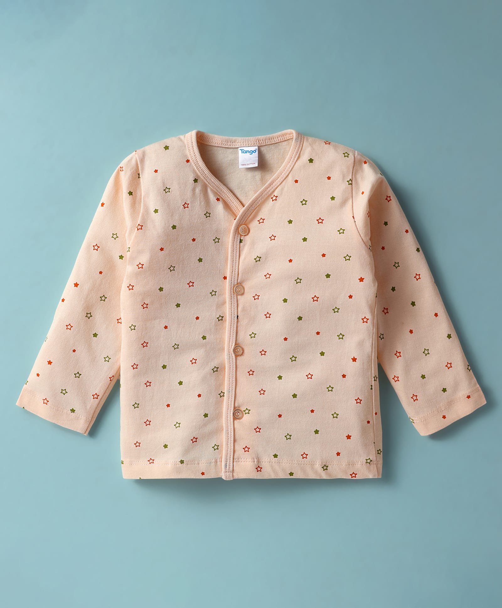 Tango Single Jersey Knit Full Sleeves Jhabla With Star Print - Cream-image-38