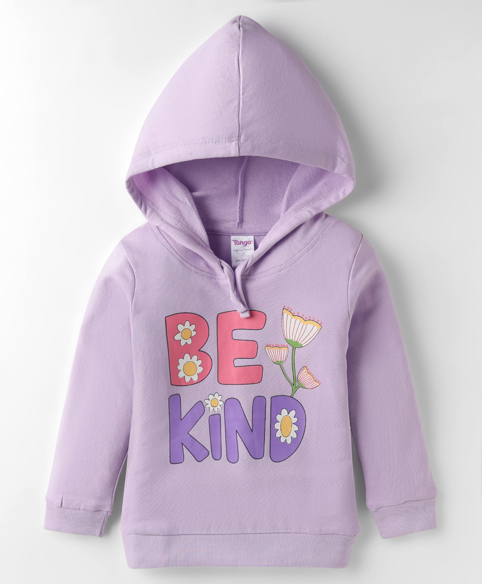 Tango Looper Knit Full Sleeves Hooded T-Shirt With Floral & Text Print - Mauve-image-46