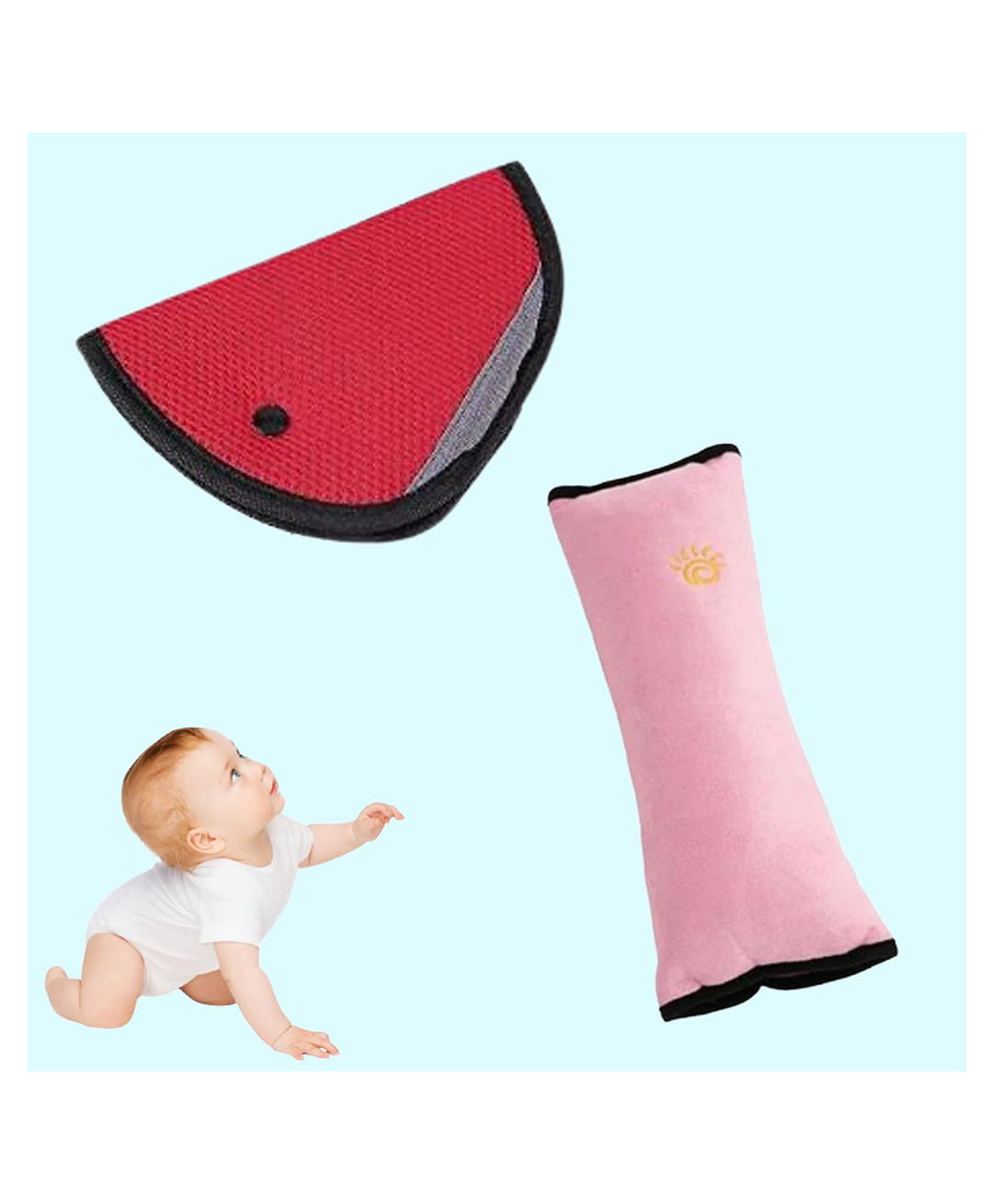 Safe-O-Kid Baby Safety Travel Essentials Seat Belt Holder & Head Support Pillow (2-Piece Kit)-image-39
