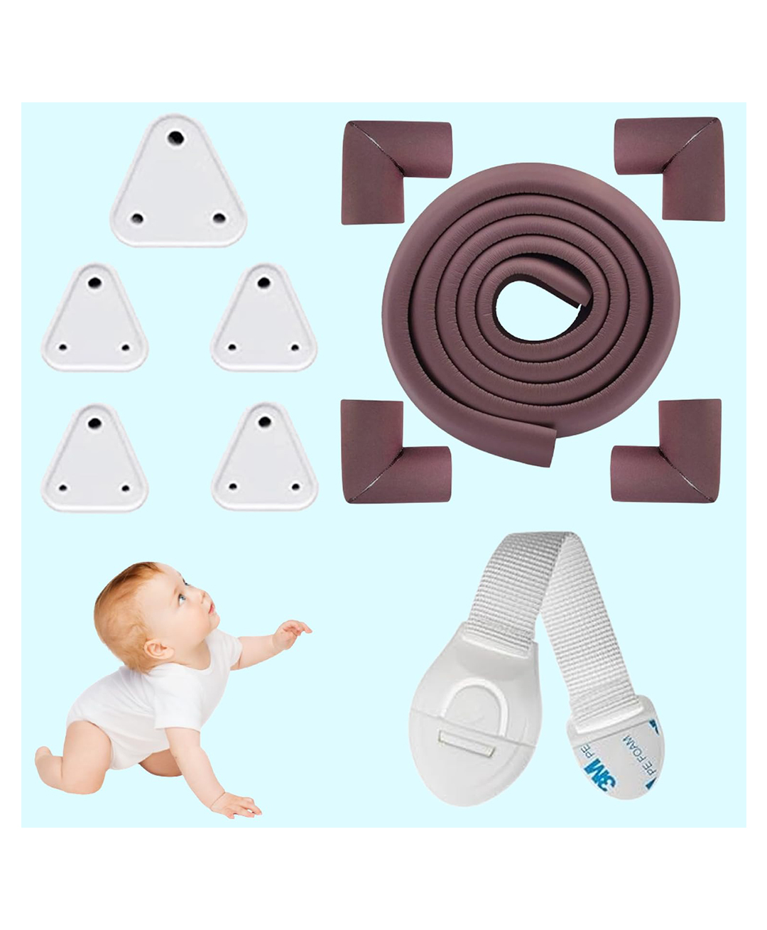 Safe-O-Kid Essential Baby Safety Kit 11-Piece Set with 1 Edge Guard, 4 NBR Corner Guards, 5 Socket Covers & 1 Nylon Lock-image-24