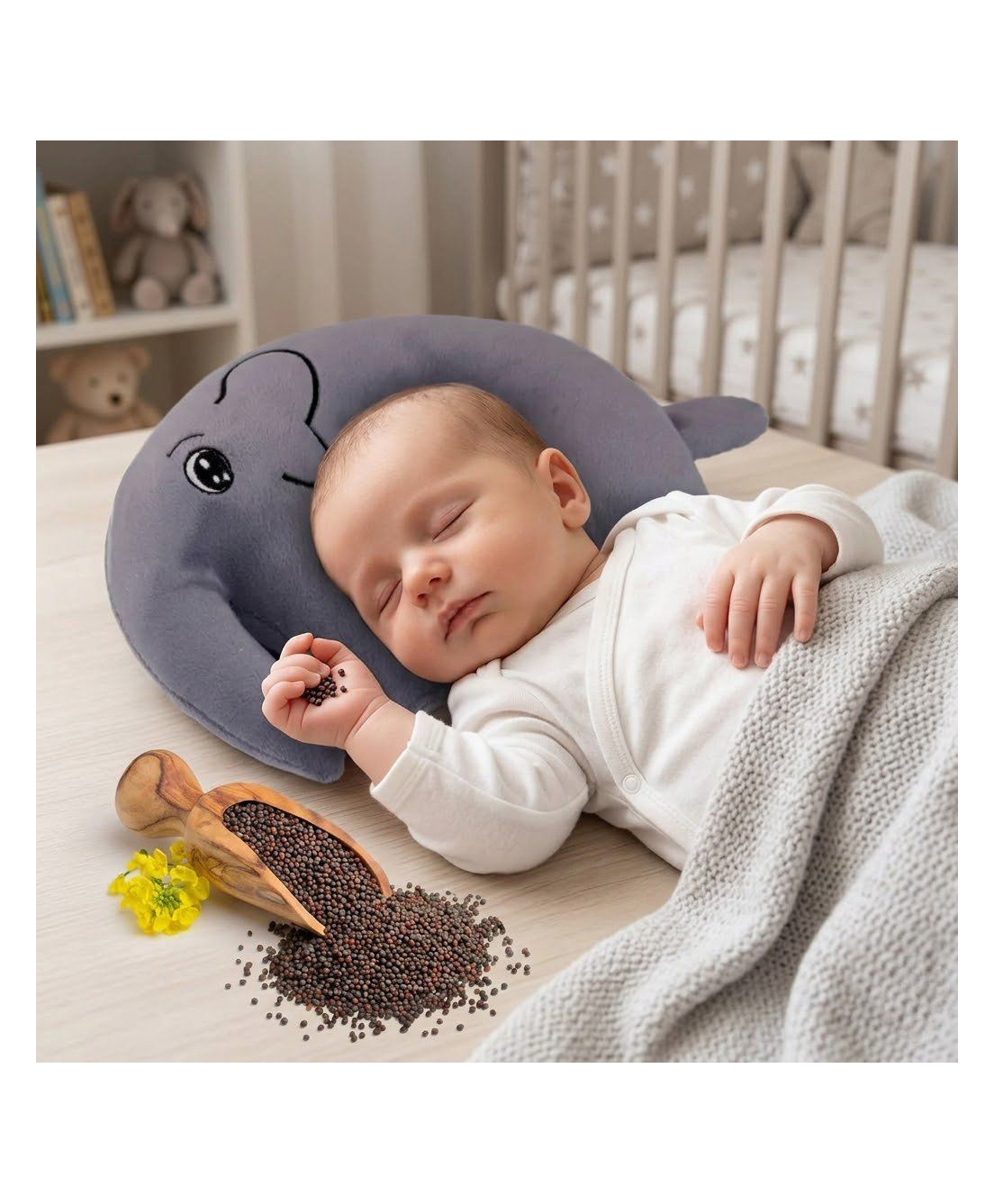 Ortis Cotton Head Shaping Mustard Seed Rai, Head Shaping Baby Pillow Grey-image-36