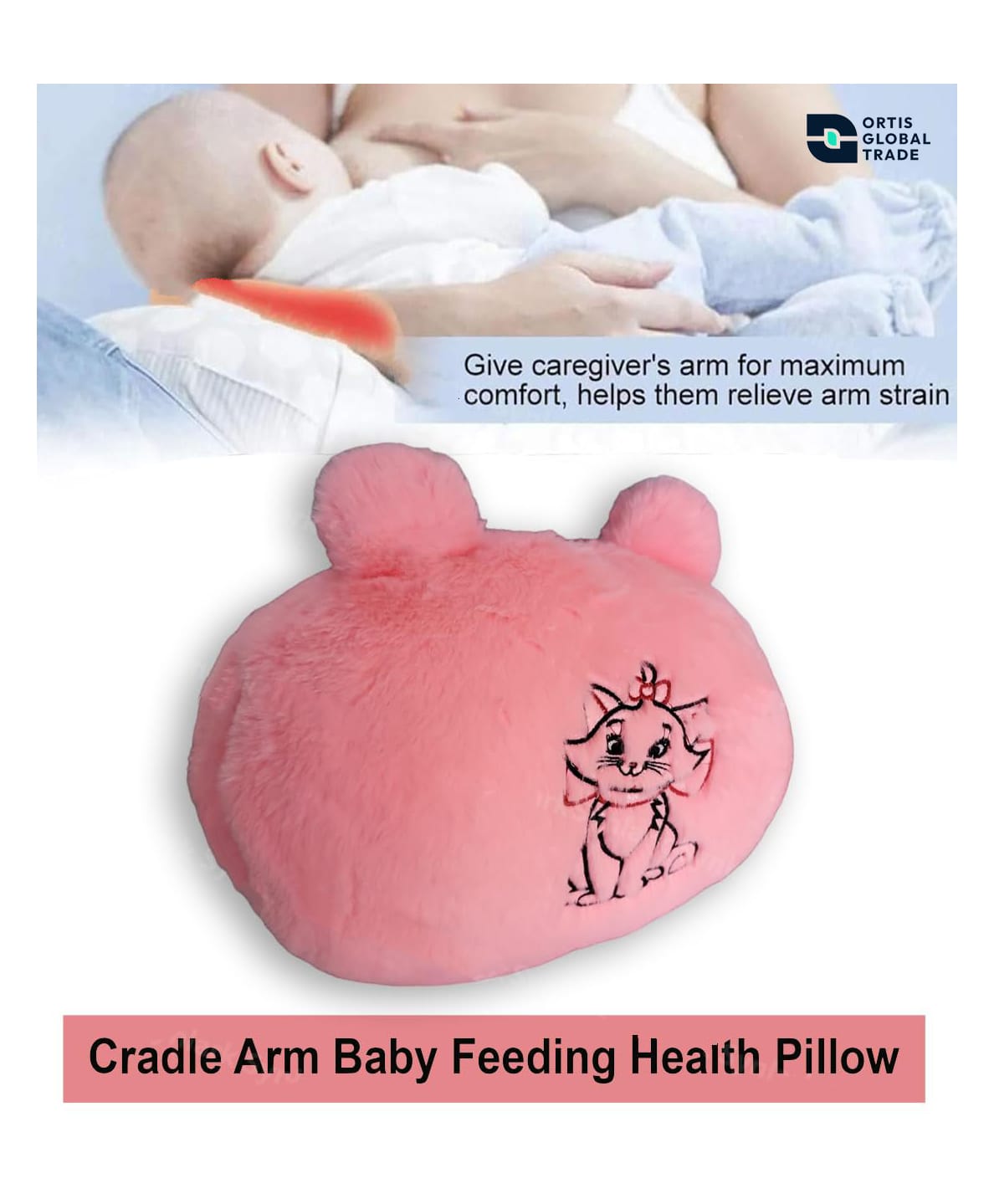 Ortis Cradle Arm Breastfeeding and Bottle Feeding Head Support Pillow - Pink-picture-19