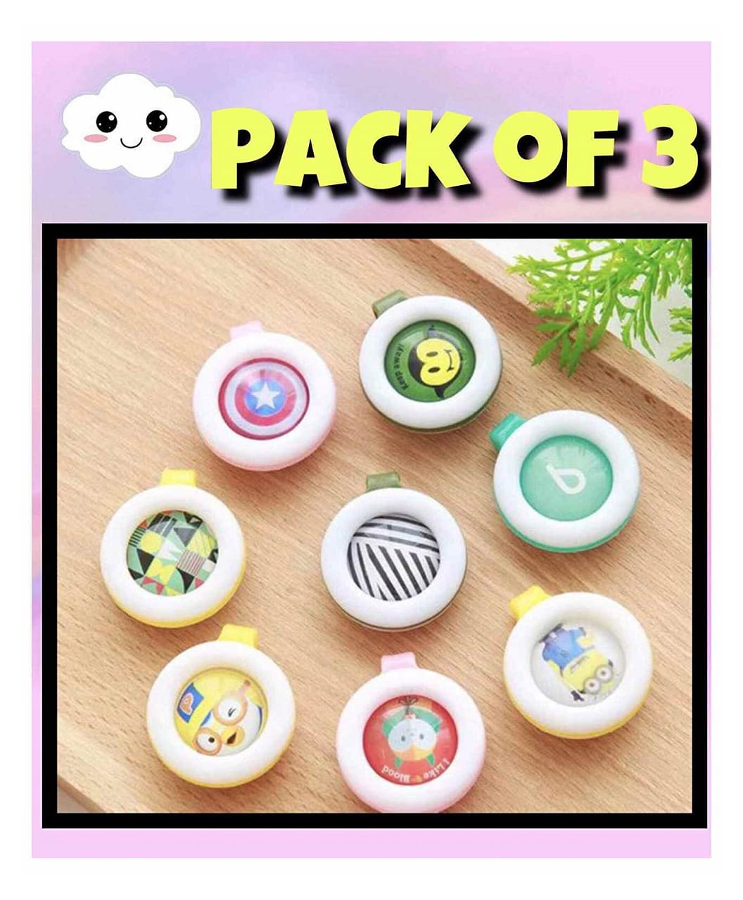 Ortis Reusable Mosquito Repellent Badge Pack of 3 - Colour & Print May Vary-picture-23