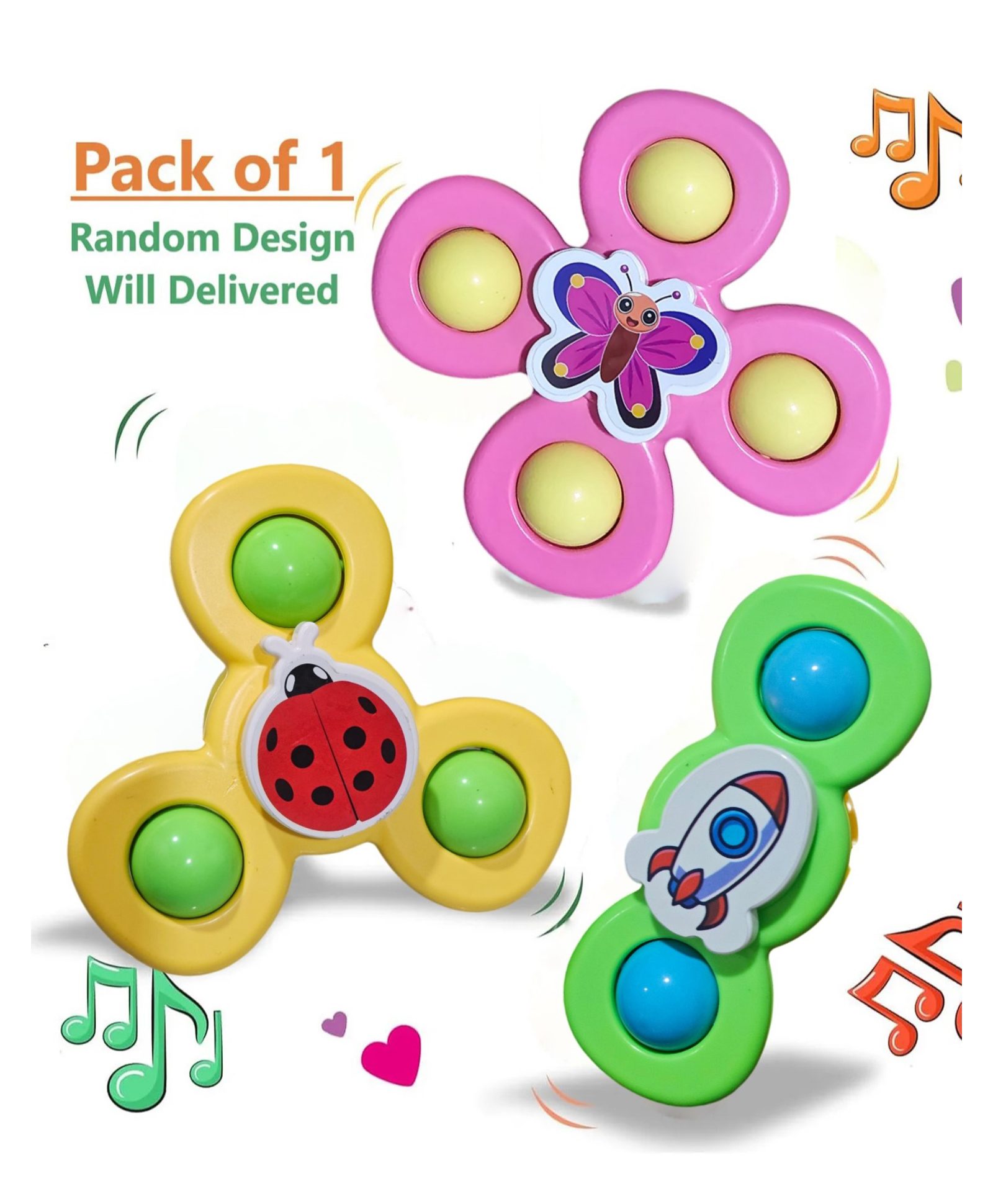 ADKD Butterfly Spinners Toy Waterproof Suction Cup Spinning Rotating Top (Random Color & Design)
