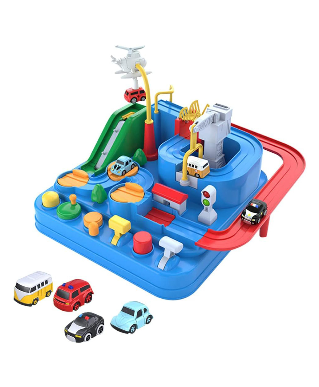 ADKD Car Adventure Manual Race Track Game with 4 Cars - Multicolor