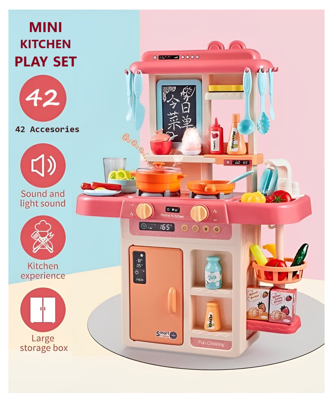 ADKD Kitchen Set Toy with Realistic Lights & Sounds with 42 Accessories Set- Multicolor