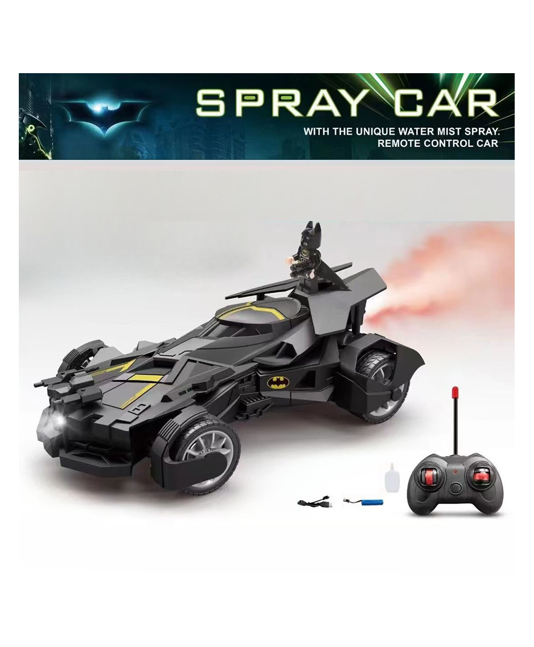 ADKD Batman Remote Control High Speed Black Mobile Remote Control Car with Smoke Effect - Black