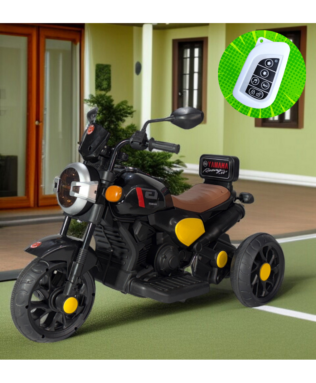 JN Creations 6V Battery Operated Ride On Yamaha RX-100 Bike for Kids with Foot Accelerator & Brake With Remote Control (BLACK)-picture-20