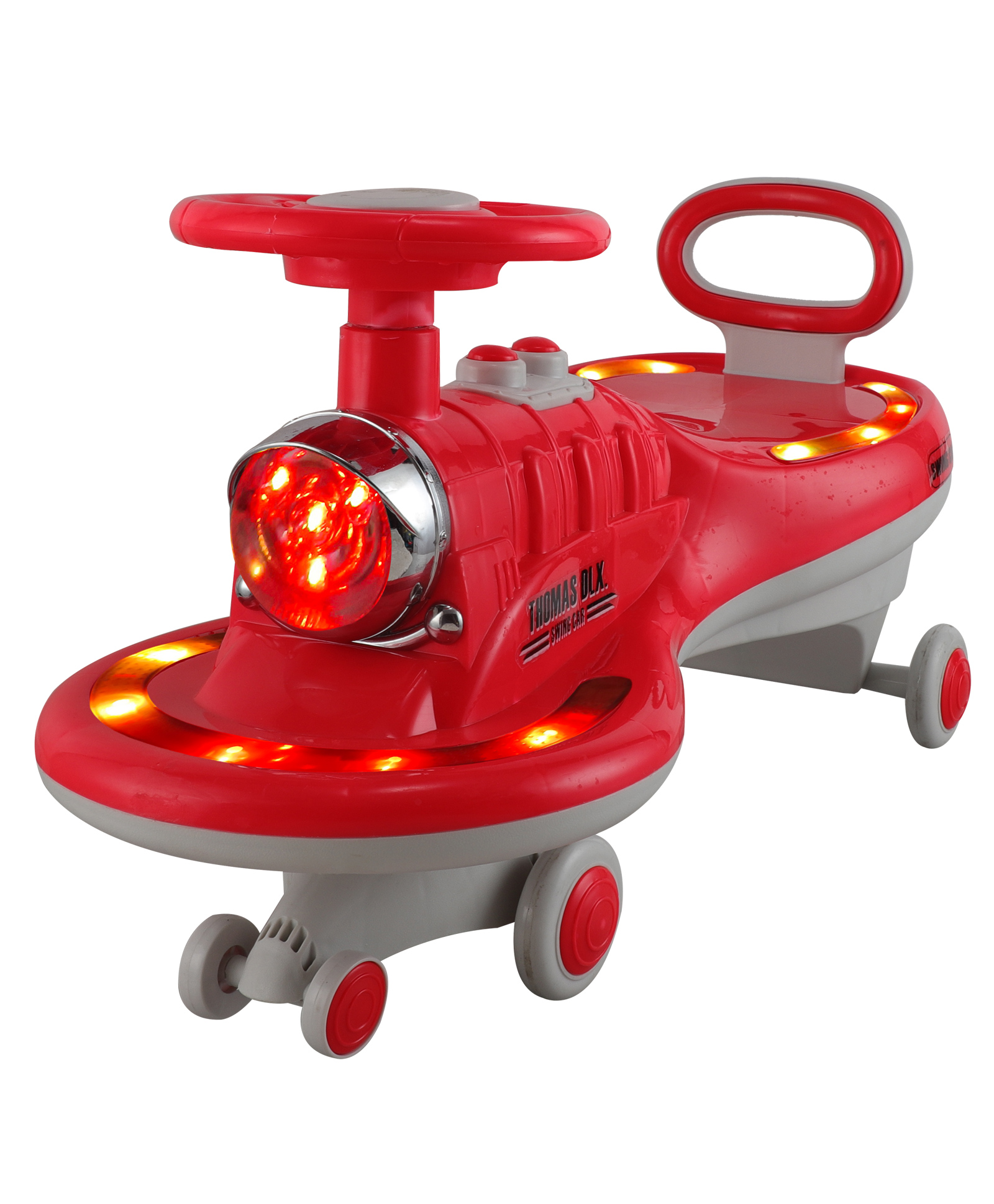 JoyRide Thomas DLX Light-Up Magic Car Easy Glide Ride-On Toy for Kids LED Lights, Music & 360 Swivel Wheels Indoor/Outdoor 2+ Years RED-picture-41
