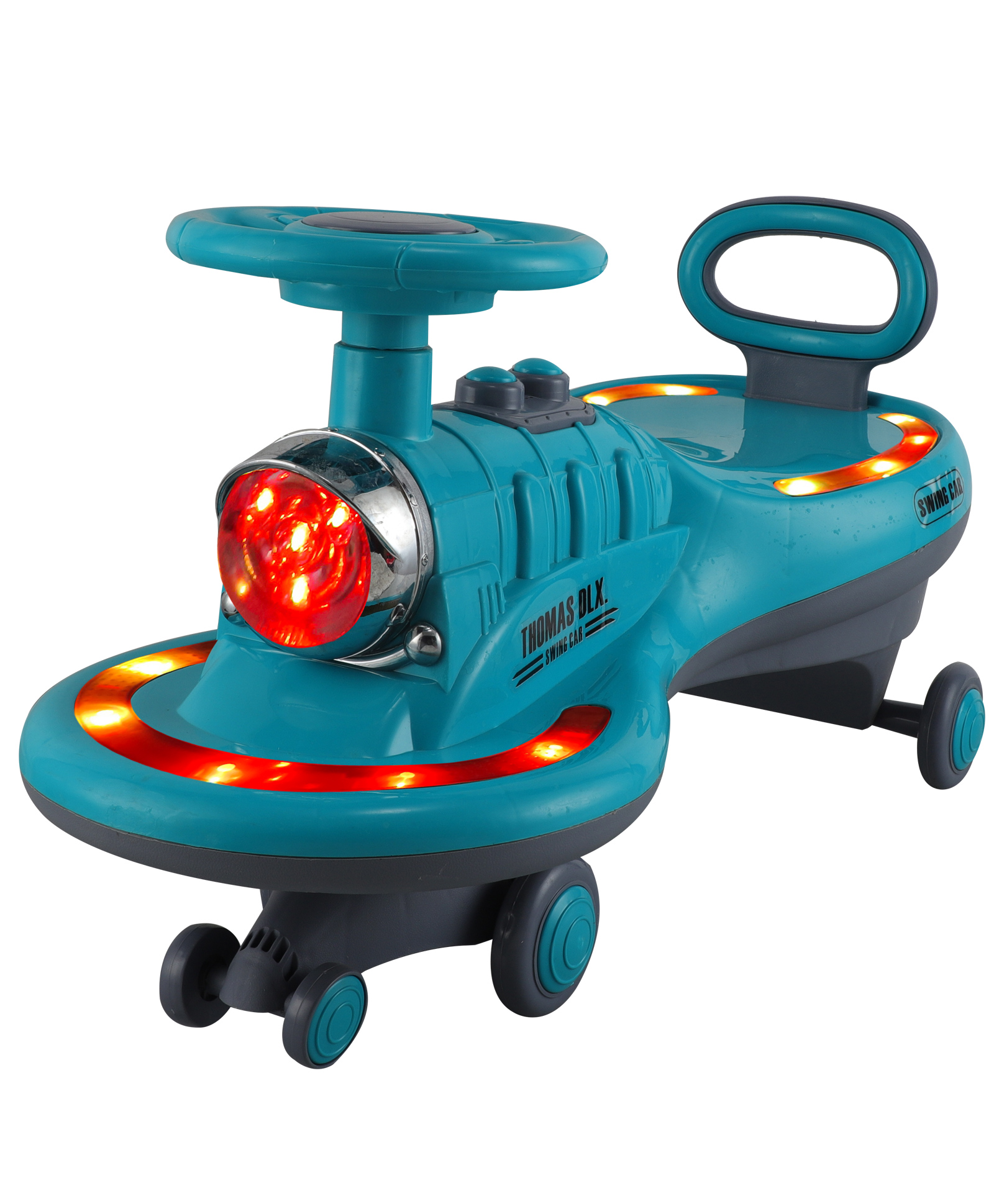 JoyRide Thomas DLX Light-Up Magic Car Easy Glide Ride-On Toy for Kids LED Lights, Music & 360 Swivel Wheels Indoor/Outdoor 2+ Years Green-picture-38