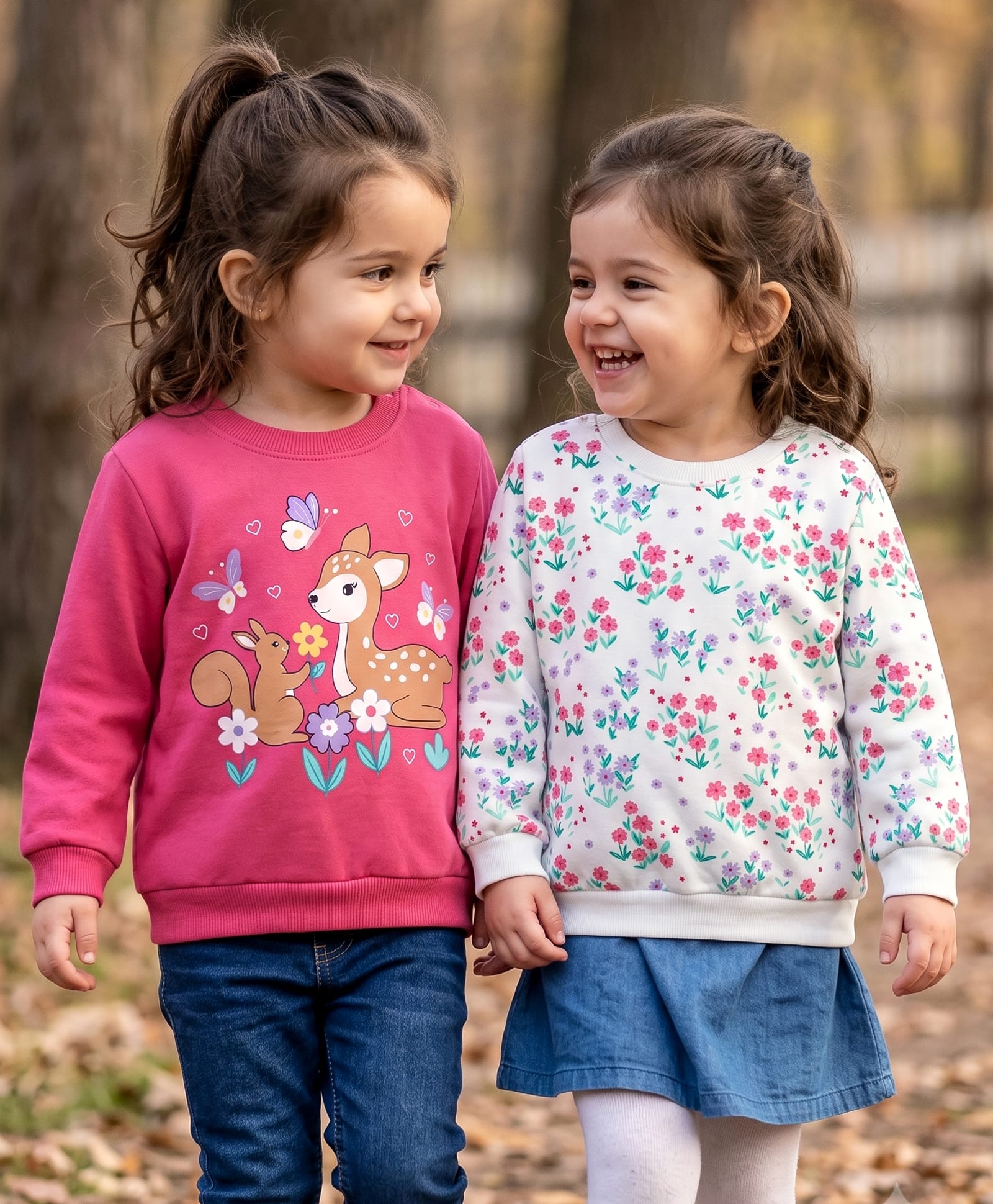 Babyhug Cotton Knit Full Sleeves Floral & Animal Printed Sweatshirts Pack of 2 - Dark Pink & White-image-9