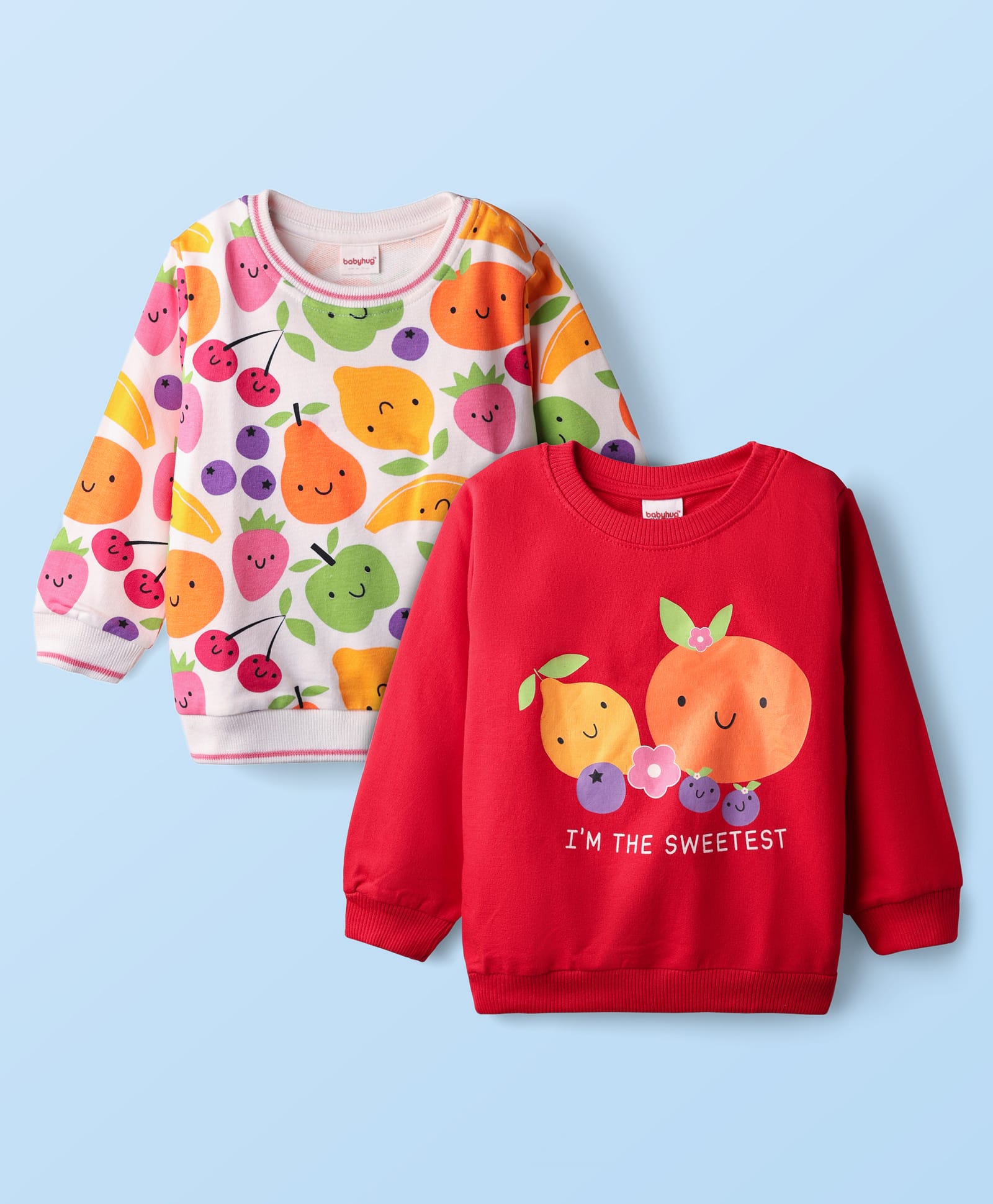 Babyhug 100% Cotton Full Sleeves Fruits Printed Sweatshirts Pack Of 2 - Multi Colour-image-47