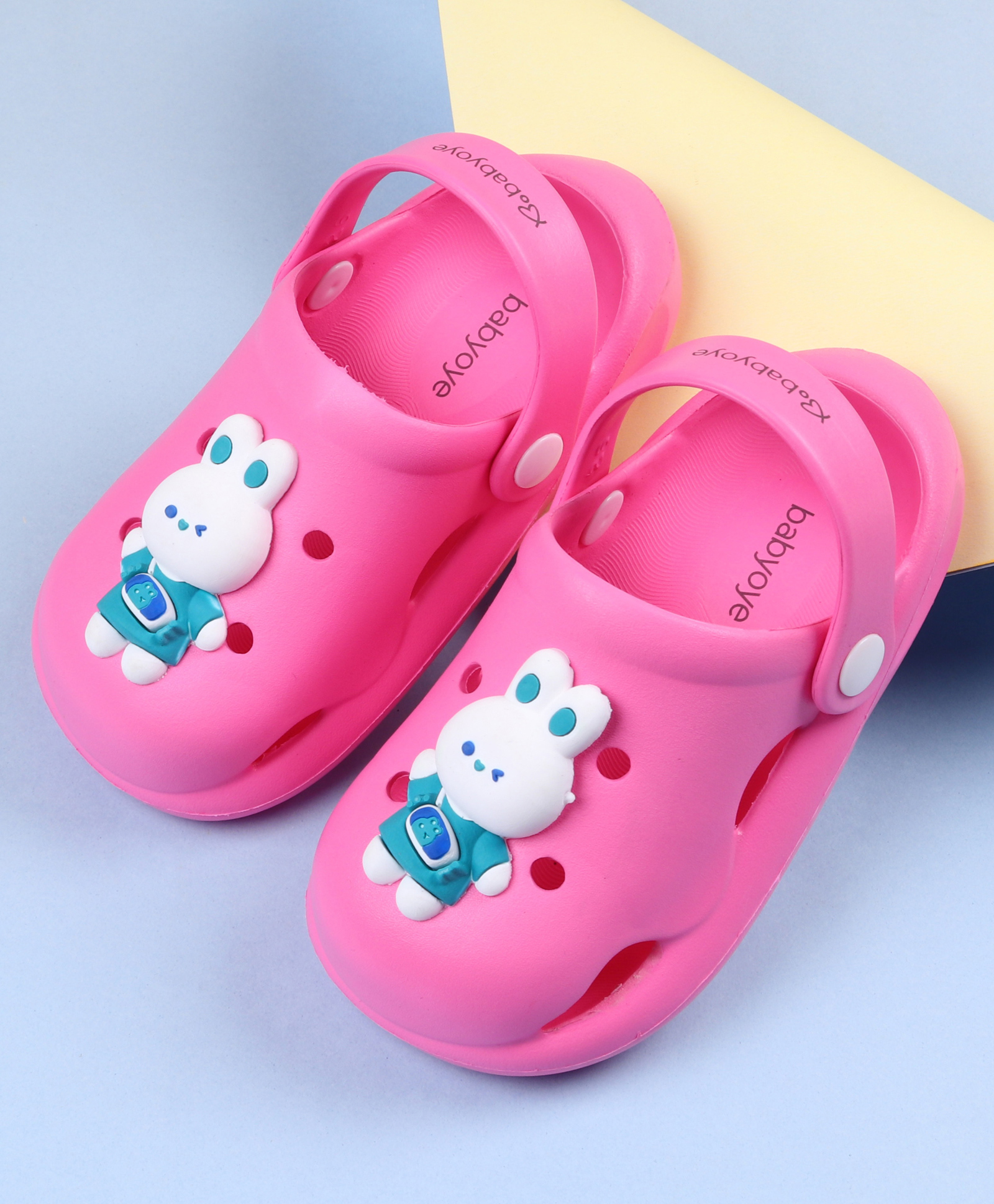 Babyoye Clogs With Back Starp & Bunny Applique - Pink-picture-22