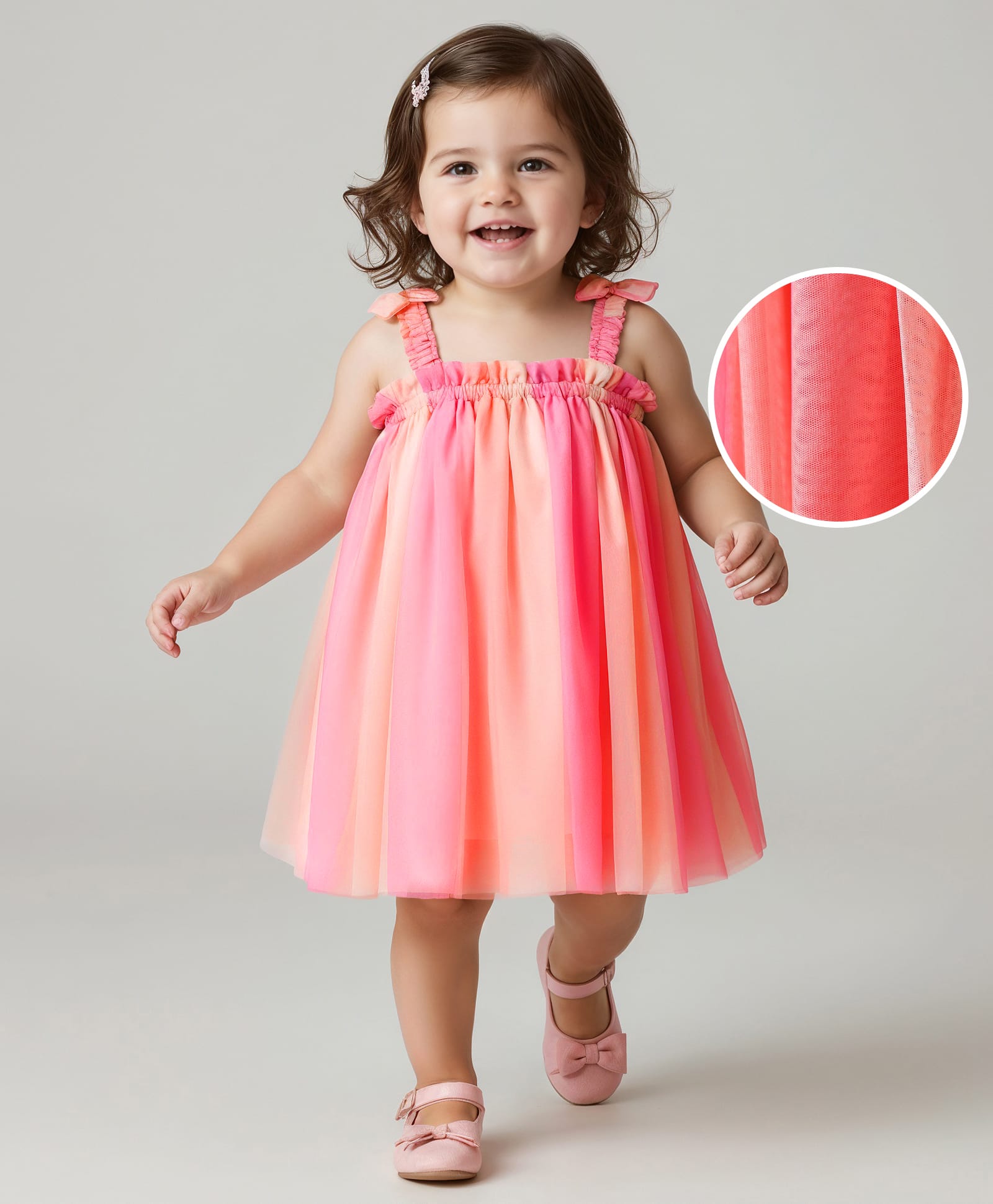 Babyhug Woven Sleeveless Solid Party Dress With Bow Applique - Pink-image-17