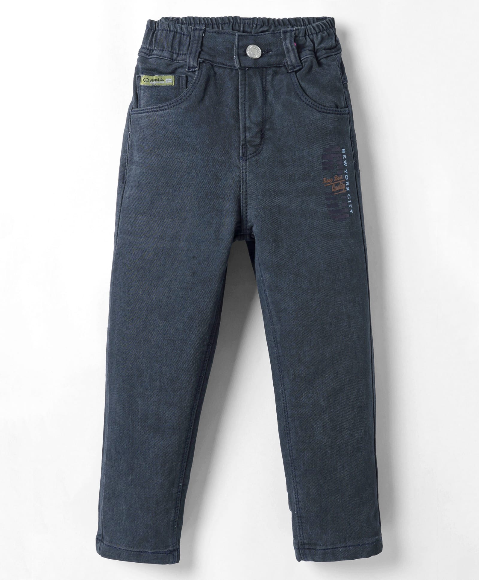 Olio Kids Denim Full Length Jeans With Text Print - Charcoal Grey-picture-28