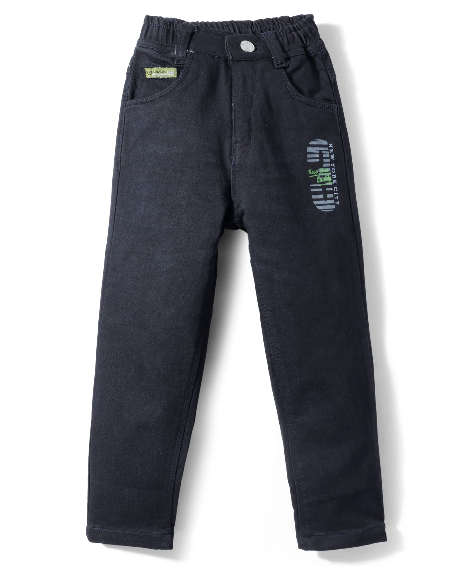 Olio Kids Denim Full Length Jeans With Text Print - Black-image-47