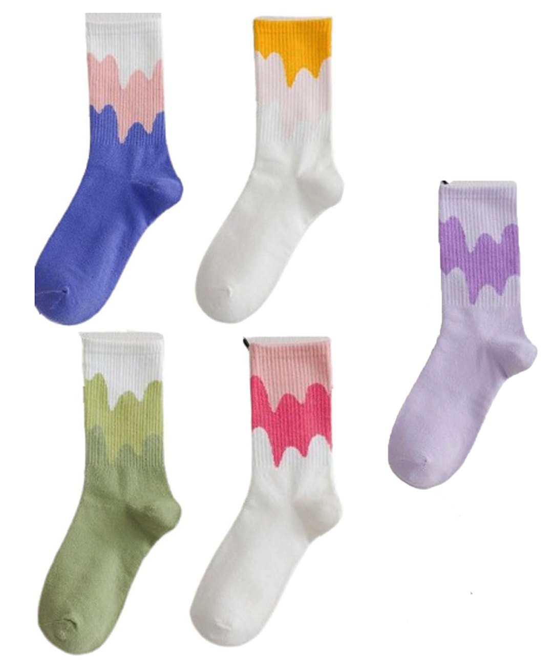 MOMISY Cotton Blend Pack Of 5 Colour Blocked Socks - Multi Colour-image-20