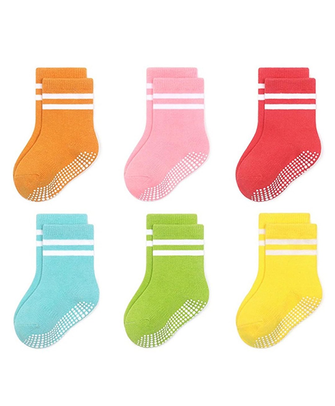 MOMISY Cotton Pack Of 6 Striped Anti Skid Socks - Multi Colour-picture-21