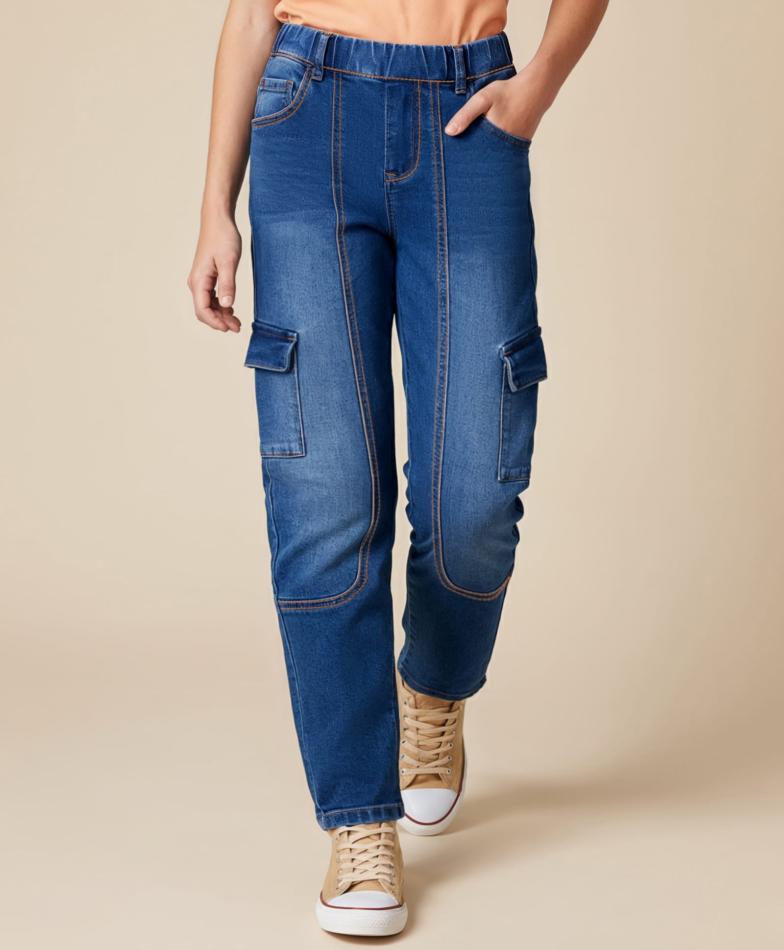 Pine Kids Denim Woven Full Length Washed Jeans - Blue-picture-28