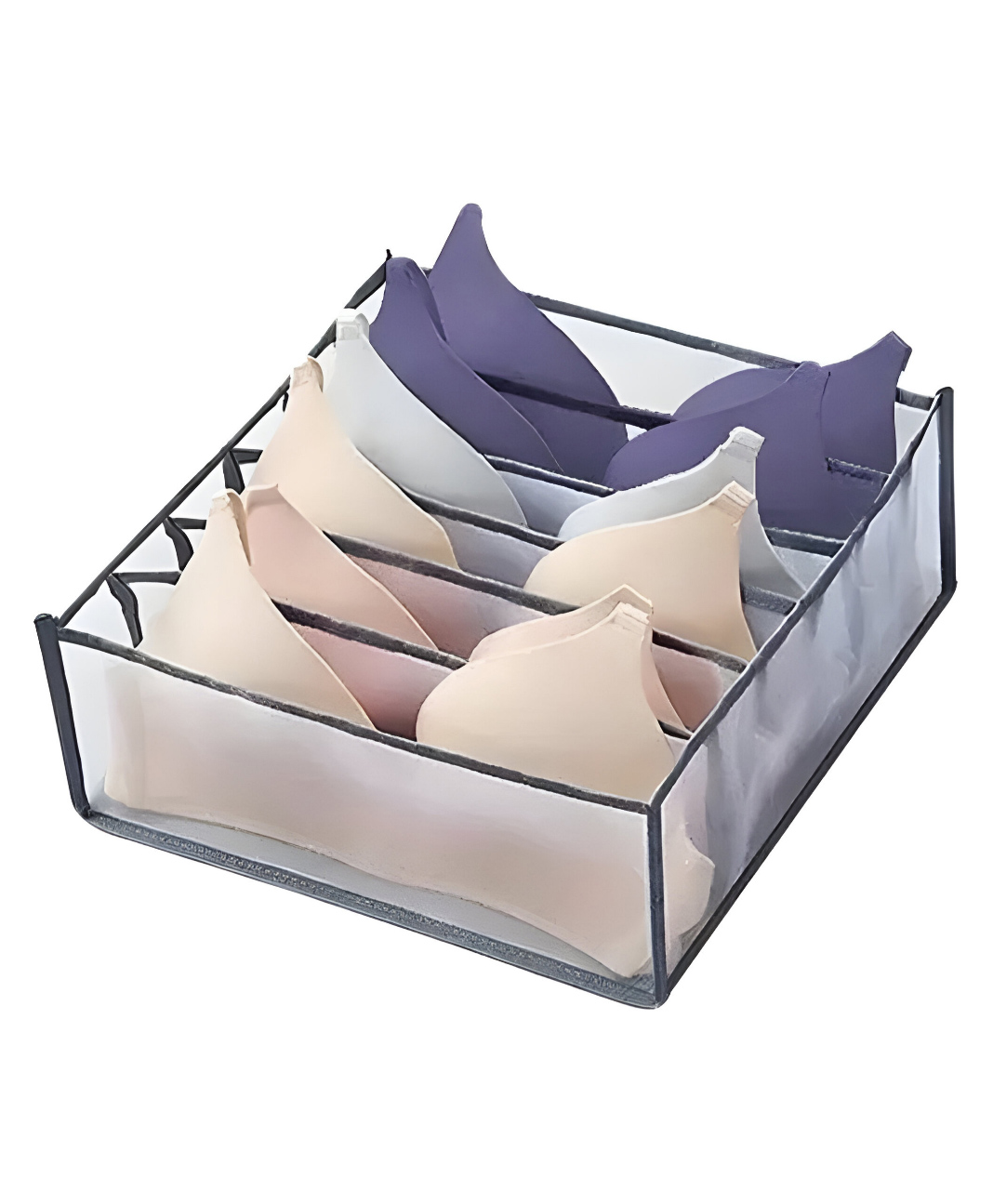 COZY VIBES Bra Organizer Fabric Foldable Multifunctional Simple Soft Lightweight Underwear Storing Box Sock Holder for Clothing- PACK OF 1- COLOR MAY VARY-picture-11