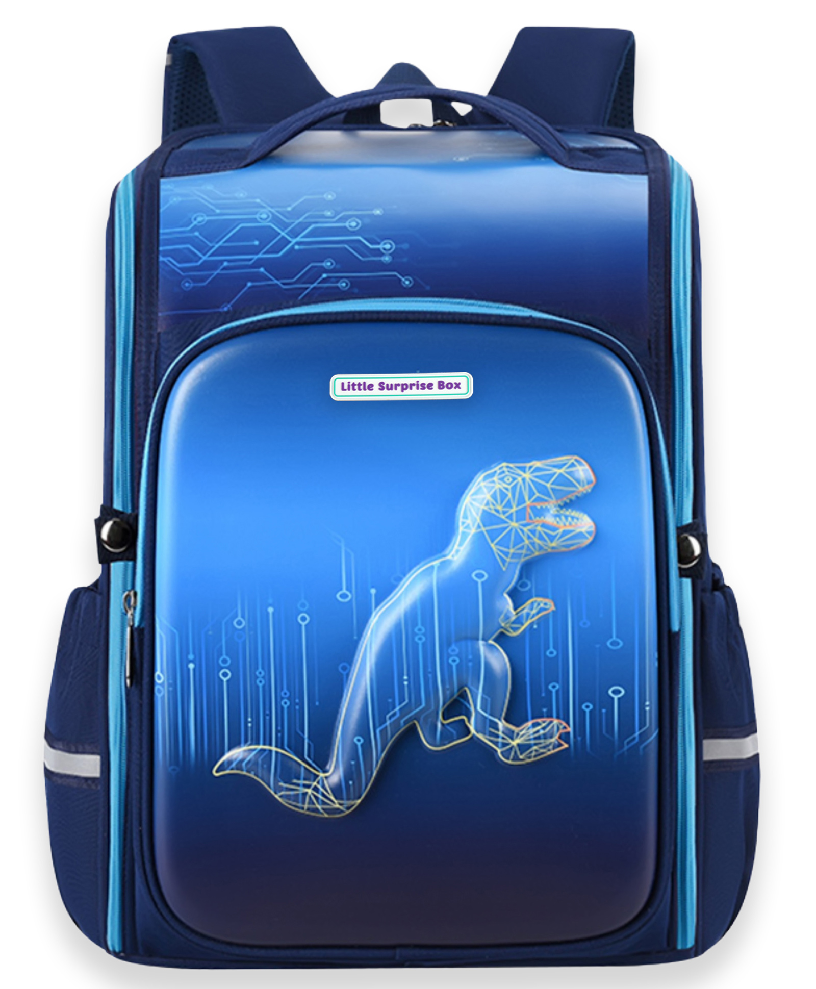 Little Surprise Box Shimmer Geometric Dino Theme Backpack Blue - 15 Inches-image-5