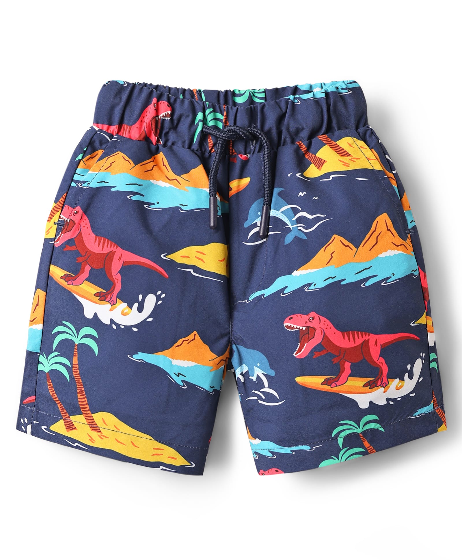 Babyhug Cotton Woven Dino Printed Swimming Trunk - Navy Blue-picture-19