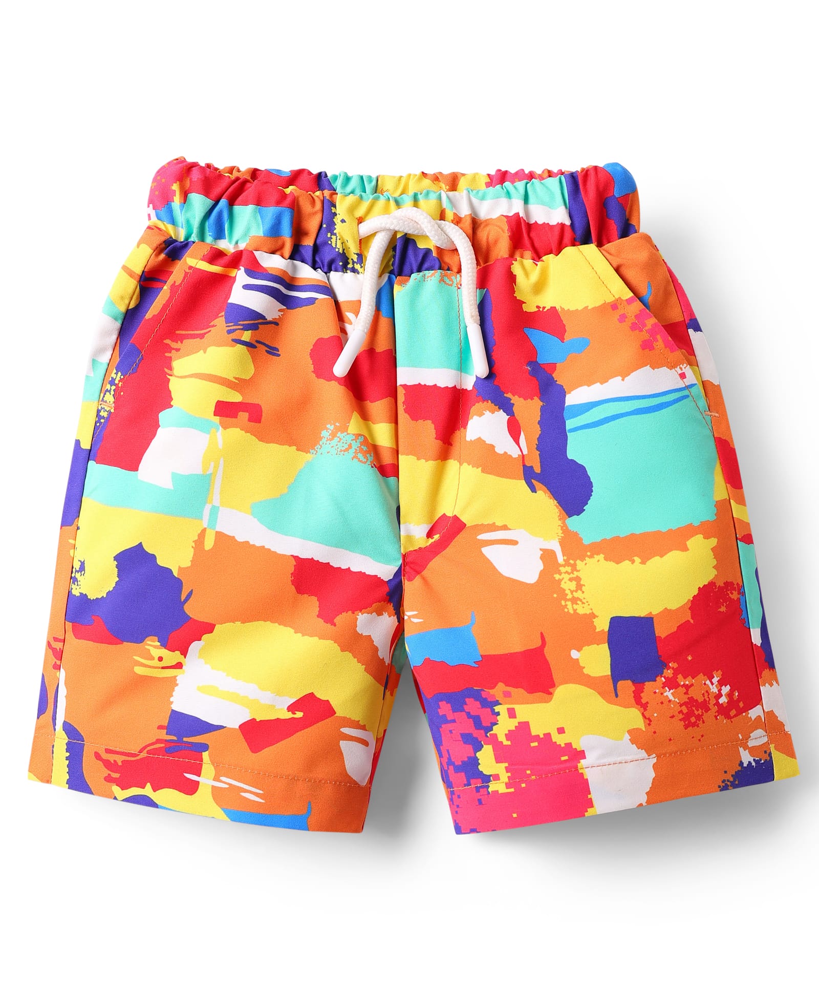 Babyhug Cotton Woven Abstract Printed Swimming Trunk - Multi Colour-picture-27