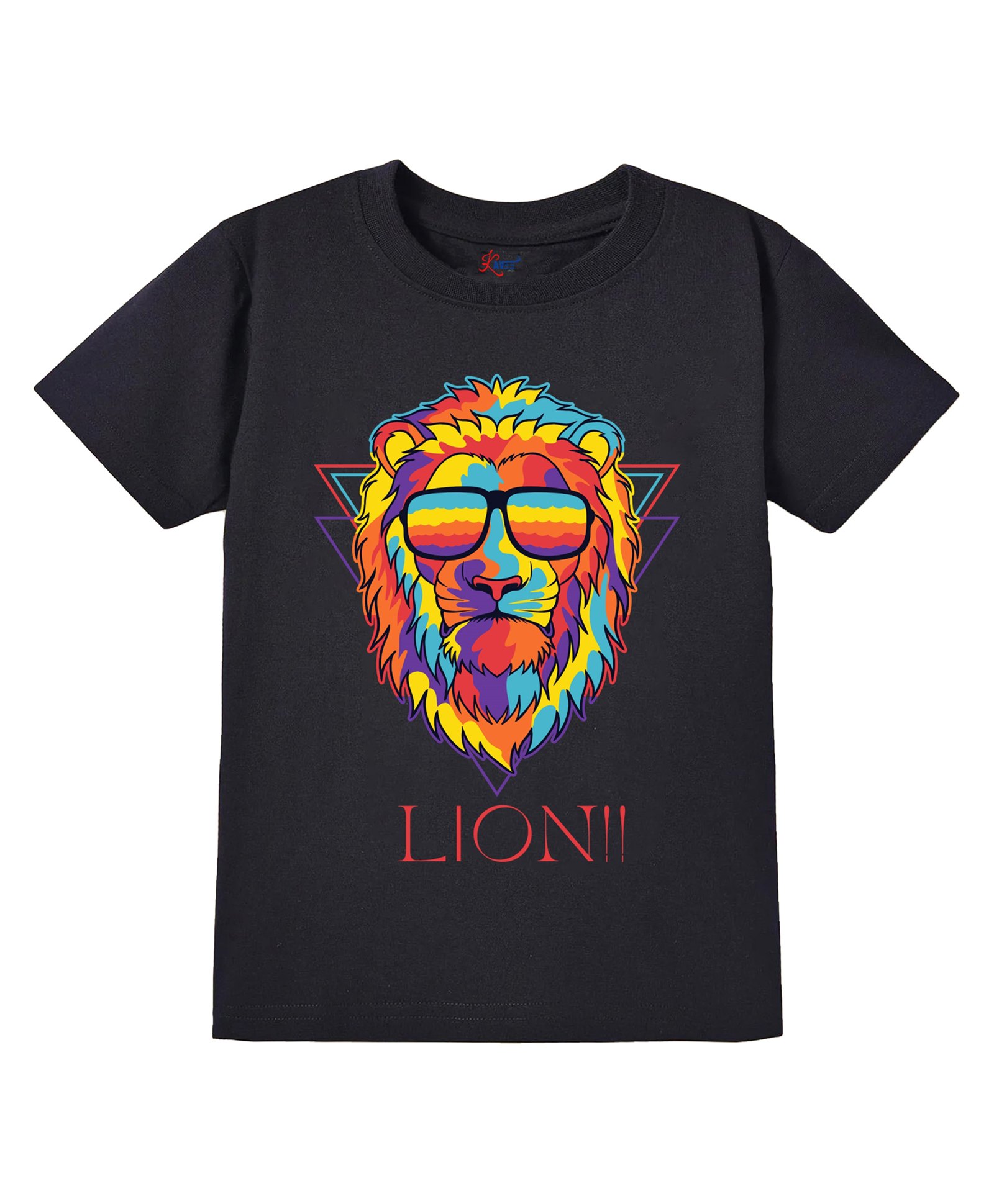 KAVEE Pure Cotton Half Sleeves Lion Printed Bio Washed Tee - Black-picture-29
