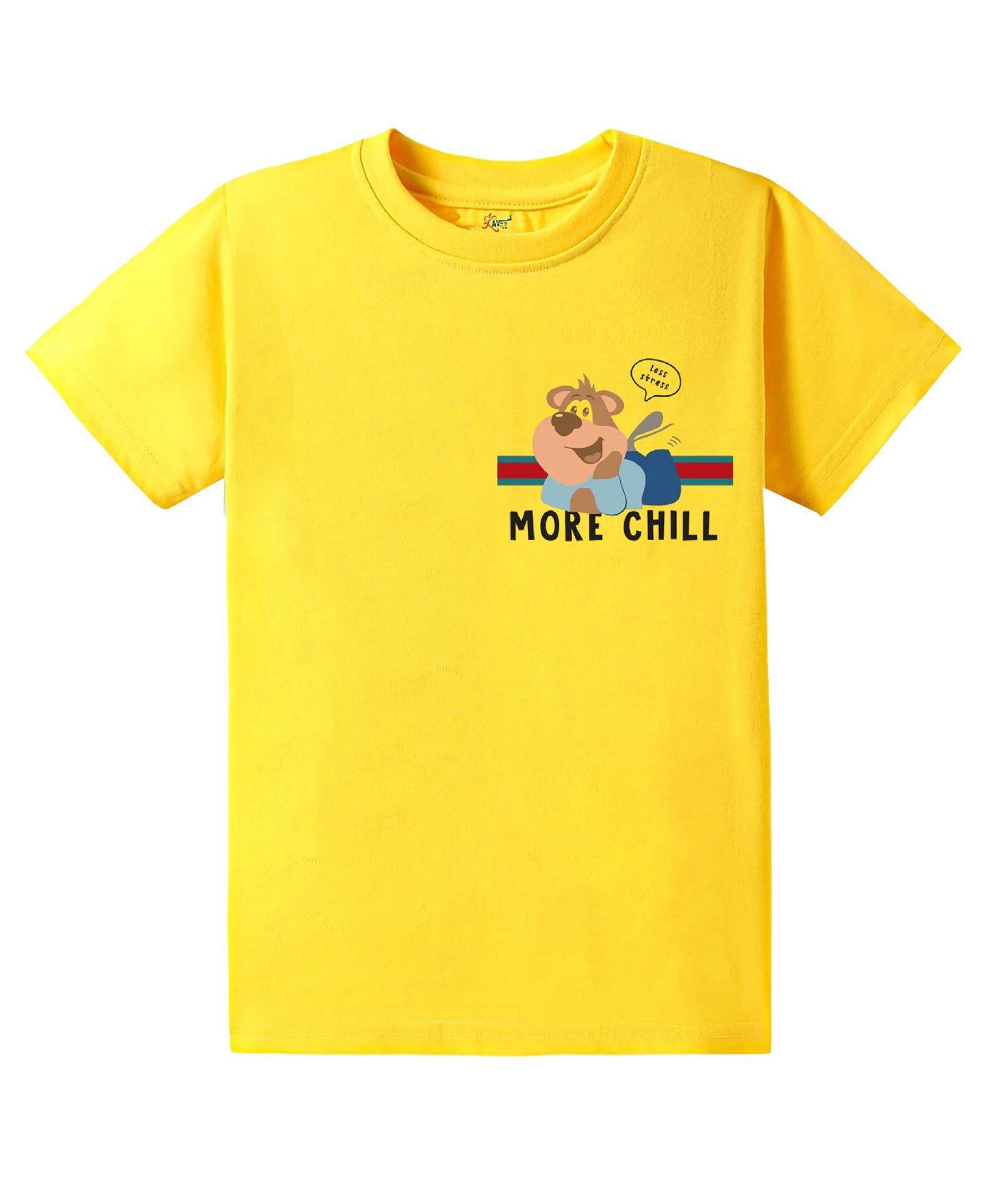 KAVEE Pure Cotton Half Sleeves Bear Printed Bio Washed Tee - Yellow-picture-21