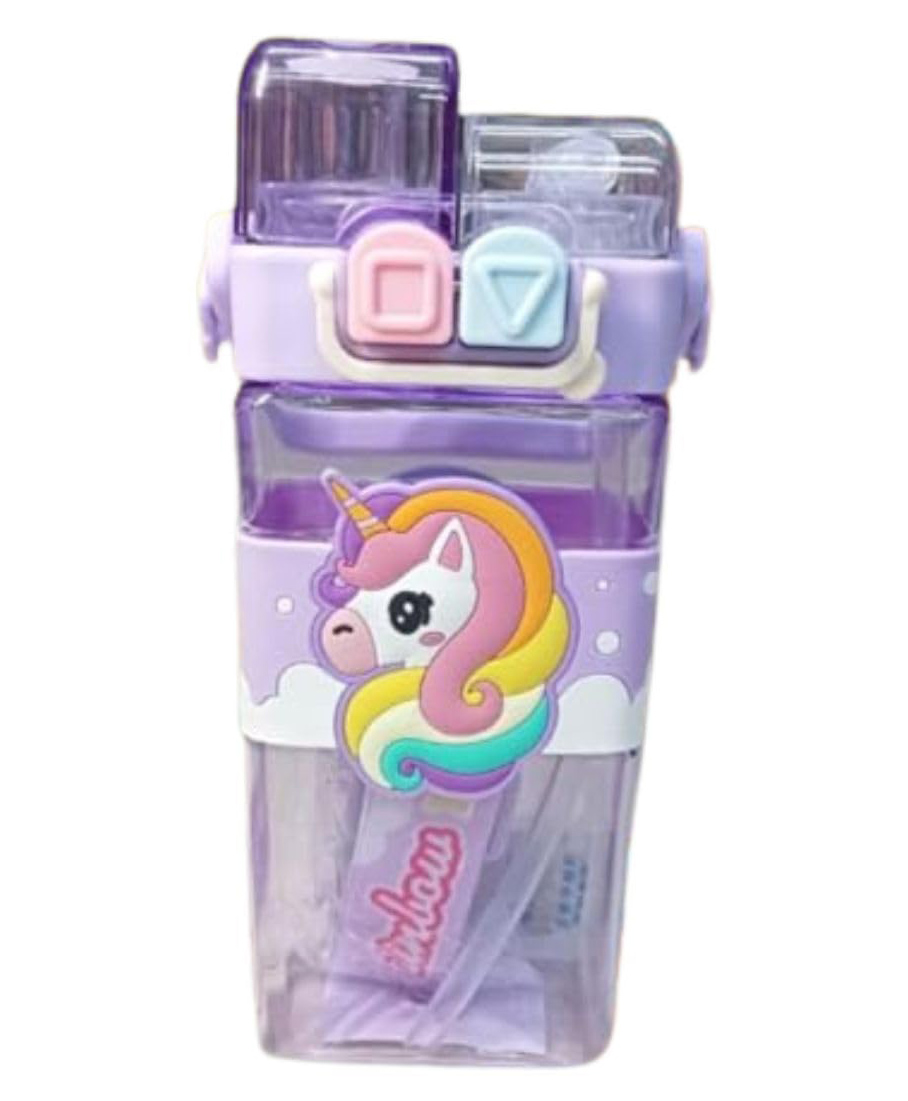 Cots and Cuddles Cute Cartoon Design 2-Way Sipper Water Bottle for Kids 520ml, Leak-Proof & BPA-Free (Unicorn)-image-13