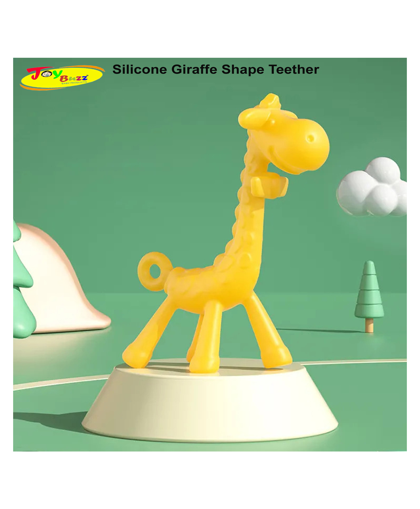 Joy Buzz BPA Free Giraffe Shape Silicone Teether - Pack of 1- color may vary-picture-21