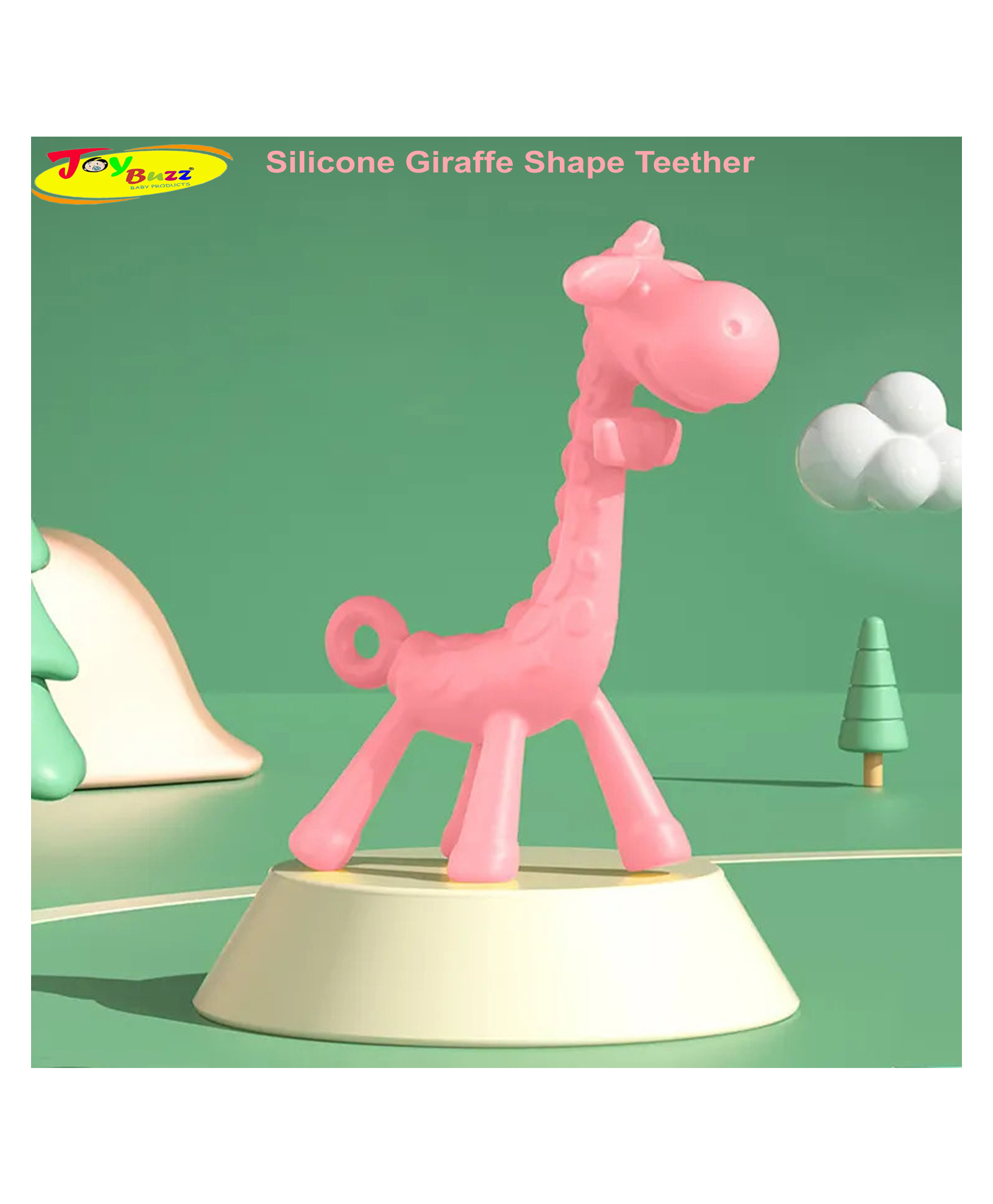 Joy Buzz BPA Free Giraffe Shape Silicone Teether - Pack of 1- color may vary-picture-22