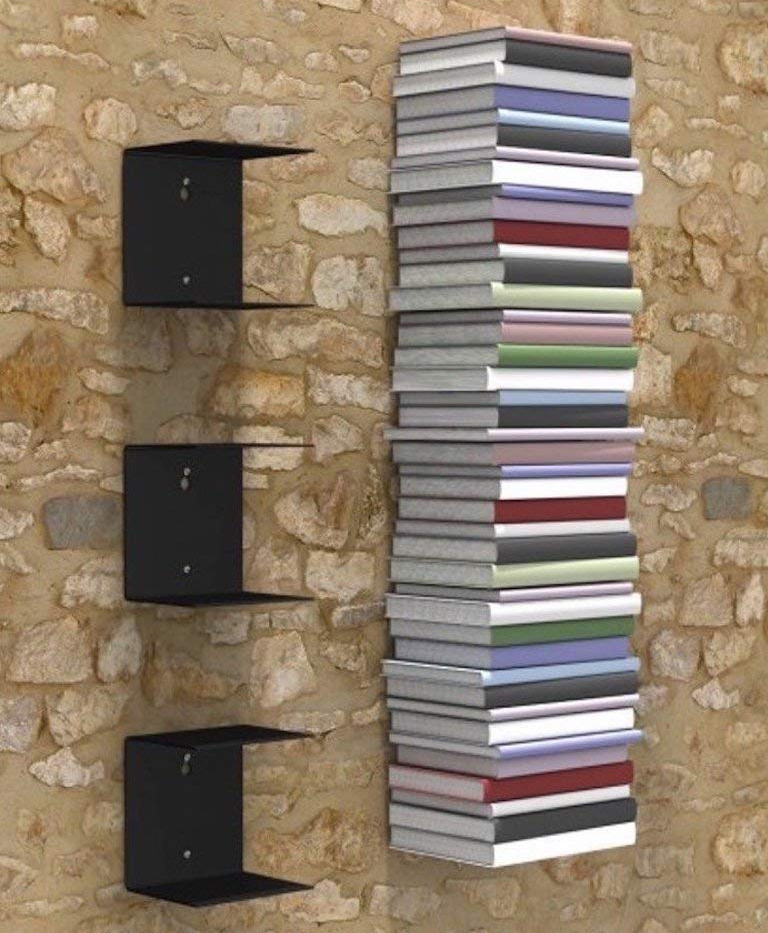Go Hooked Heavy Duty Metal Wall Mounted Book Shelves for Study Room, Living Room and Bedrooms (4 Pcs) (Black)-picture-14
