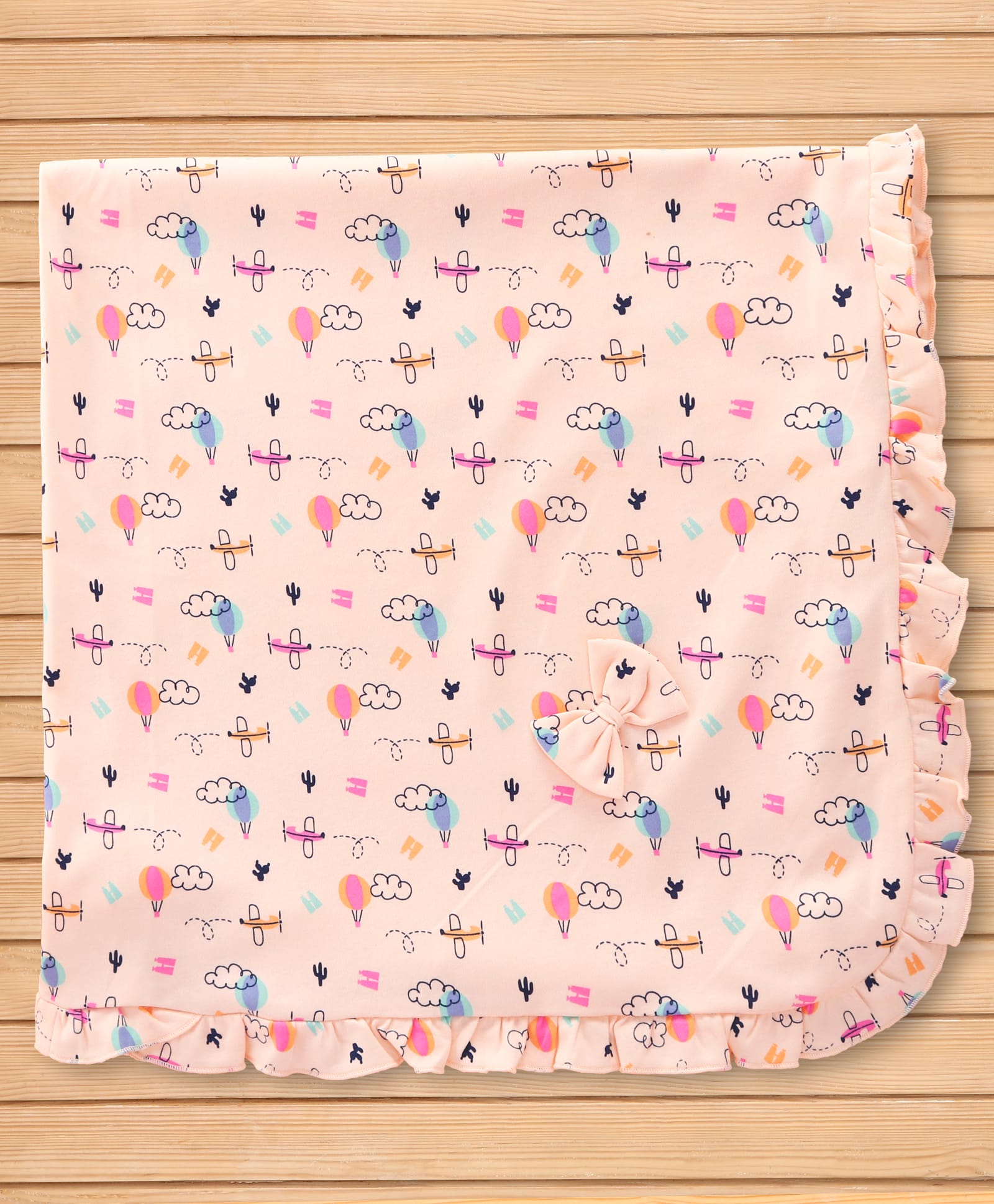 CUCUMBER Interlock Knit Towel With Air Plane Print L 81 x B 81 cm - Pink-image-21
