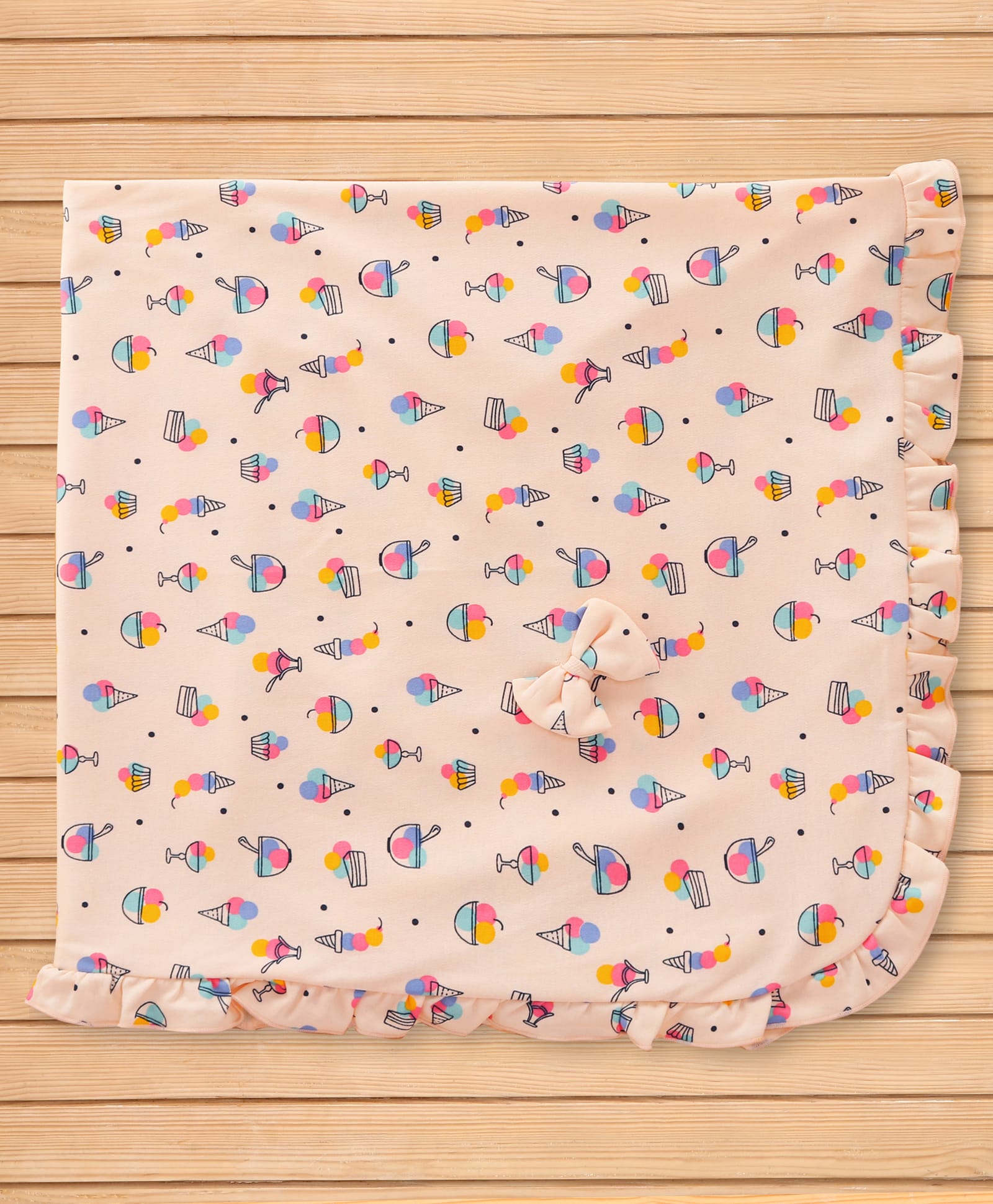 CUCUMBER Interlock Knit Towel With Ice-Cream Print L 81 x B 81 cm - Peach-picture-13