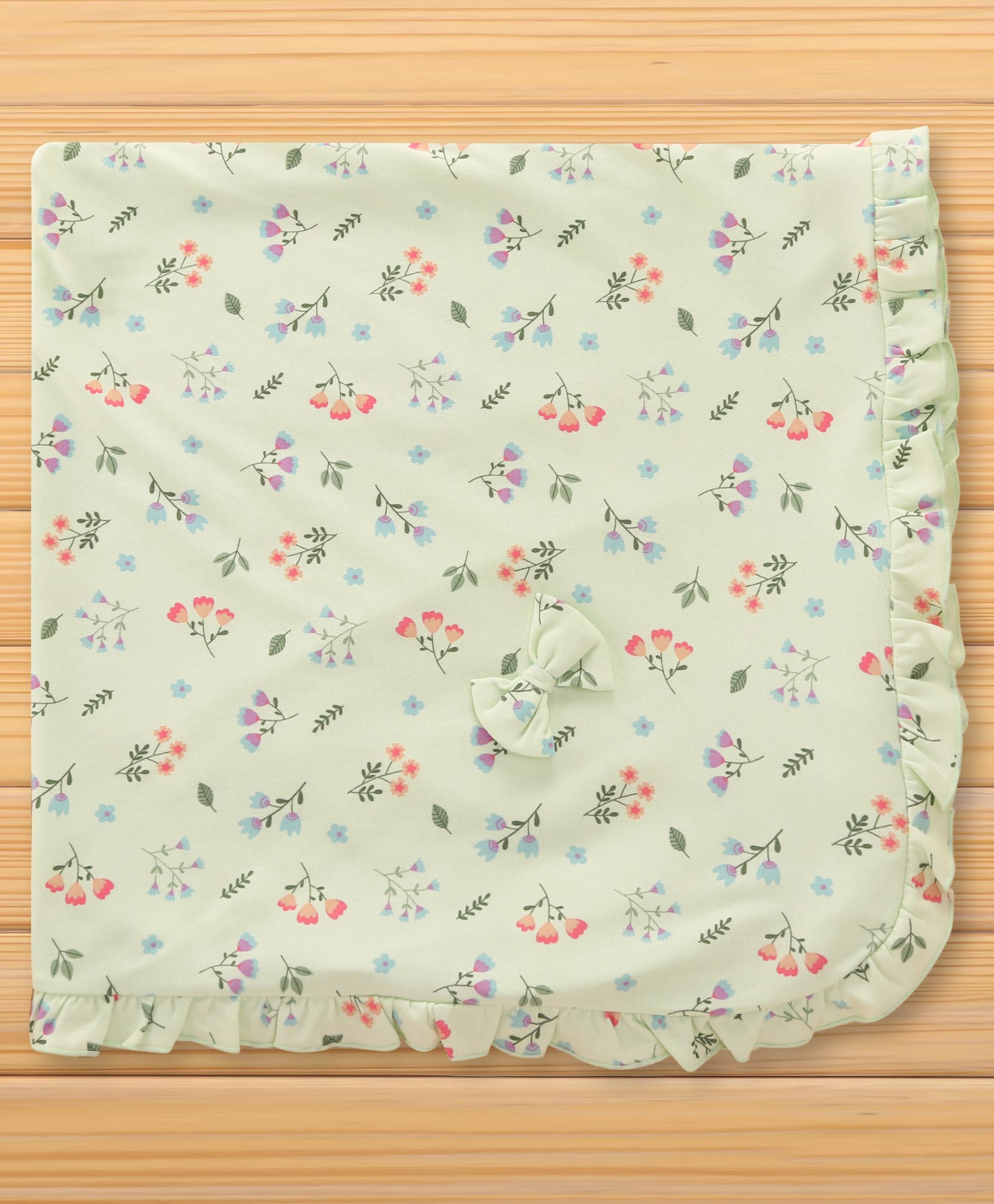 CUCUMBER Interlock Knit Towel With Floral Print L 81 x B 81 cm - Light Green-image-30