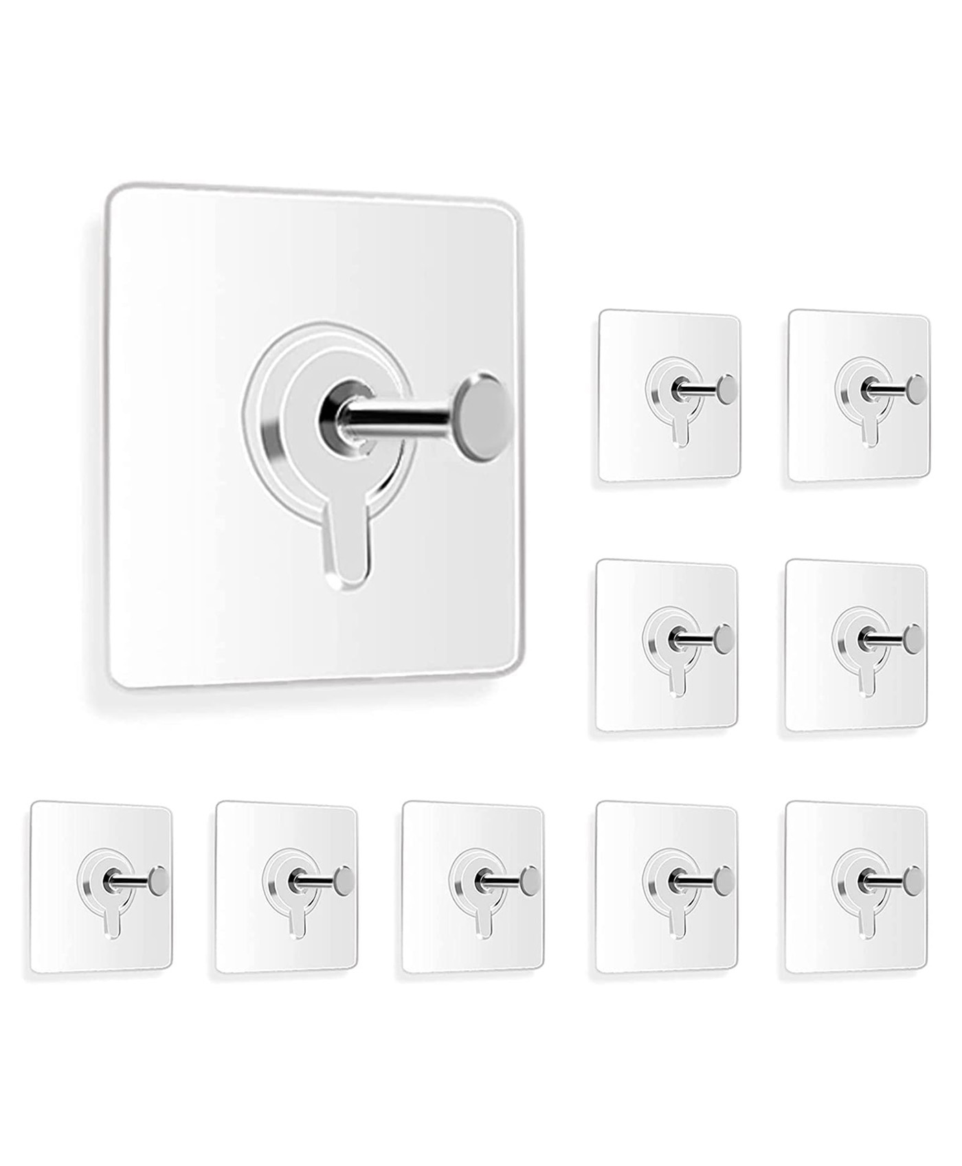 Go Hooked 10pcs Self Adhesive wall Hook | No-Drilling Waterproof Screw Free Stickers | Transparent Hanging Hooks for Keys Bathroom Shower Home-image-15