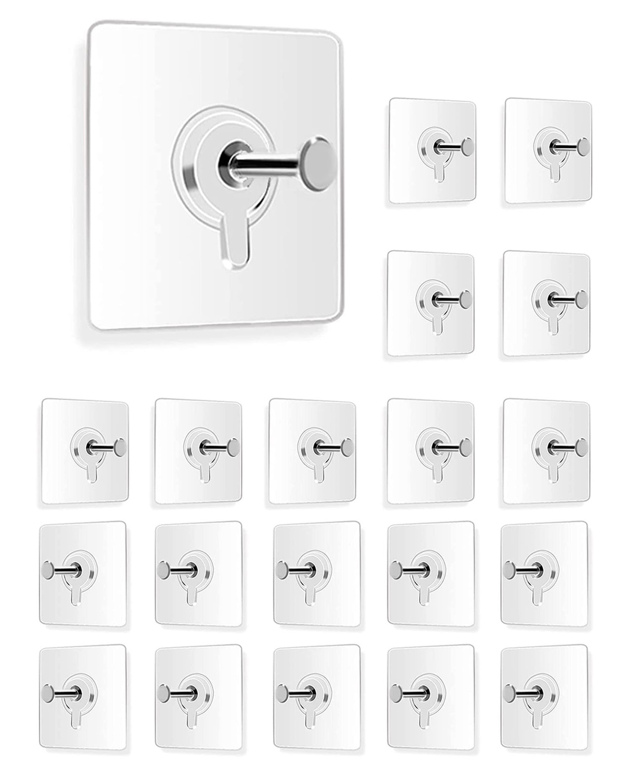 Go Hooked 20pcs Self Adhesive Hooks | Wall Hooks |No-Drilling Waterproof Screw Free Stickers| Transparent Hanging Hooks for Keys Bathroom Shower Home-image-13