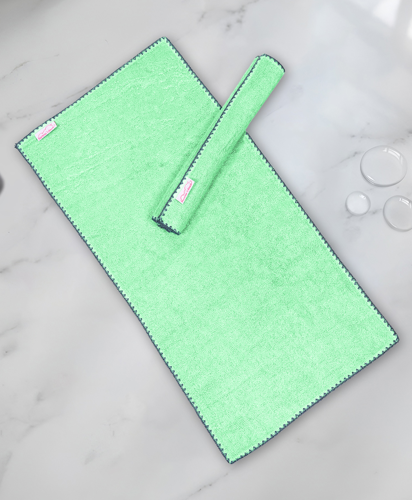 Mumma's Touch Organic Bamboo Baby Wash Cloth - Green - Pack of 2-image-44